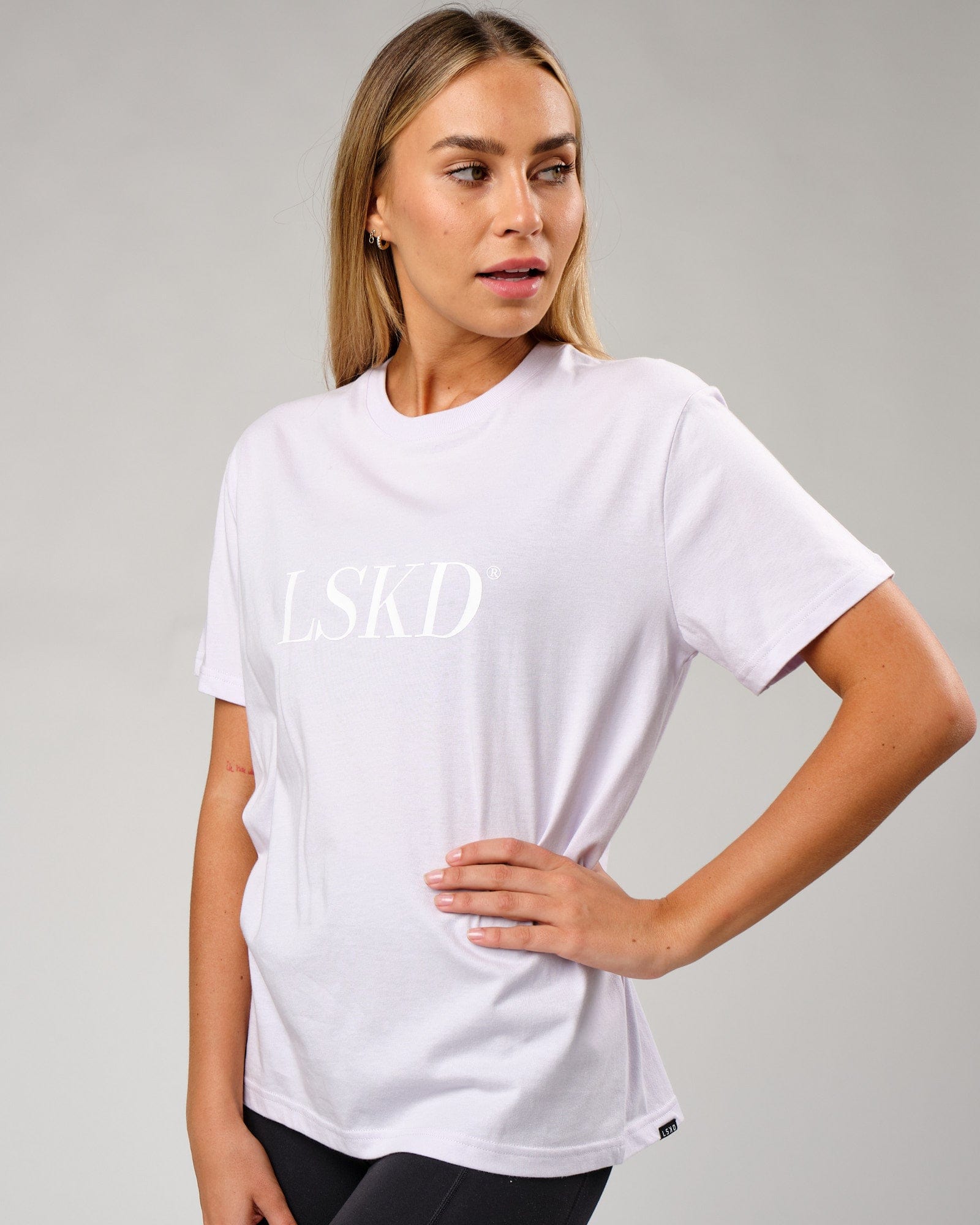 Model wearing IT Tee - Light Cosmic Sky