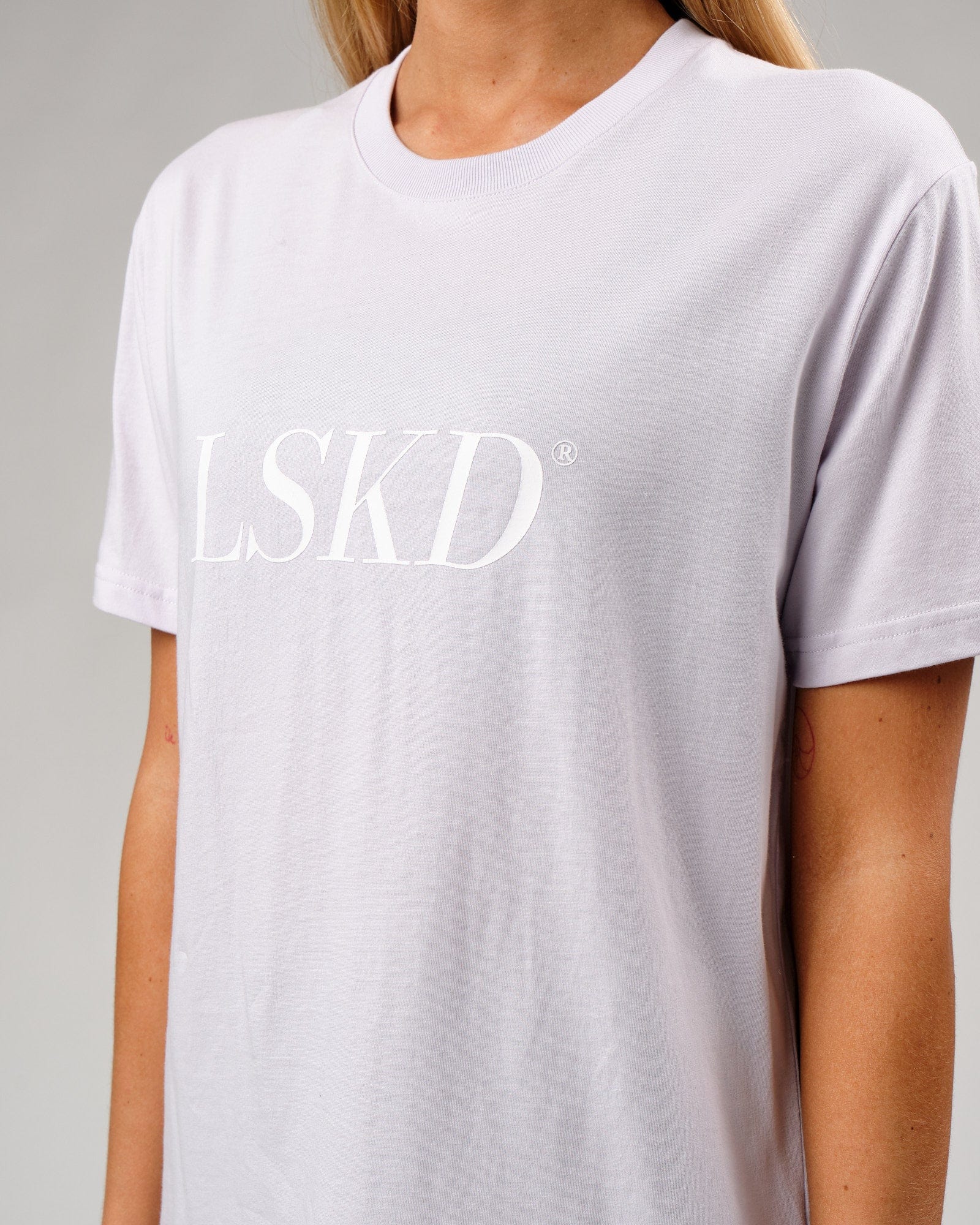 Model wearing IT Tee - Light Cosmic Sky