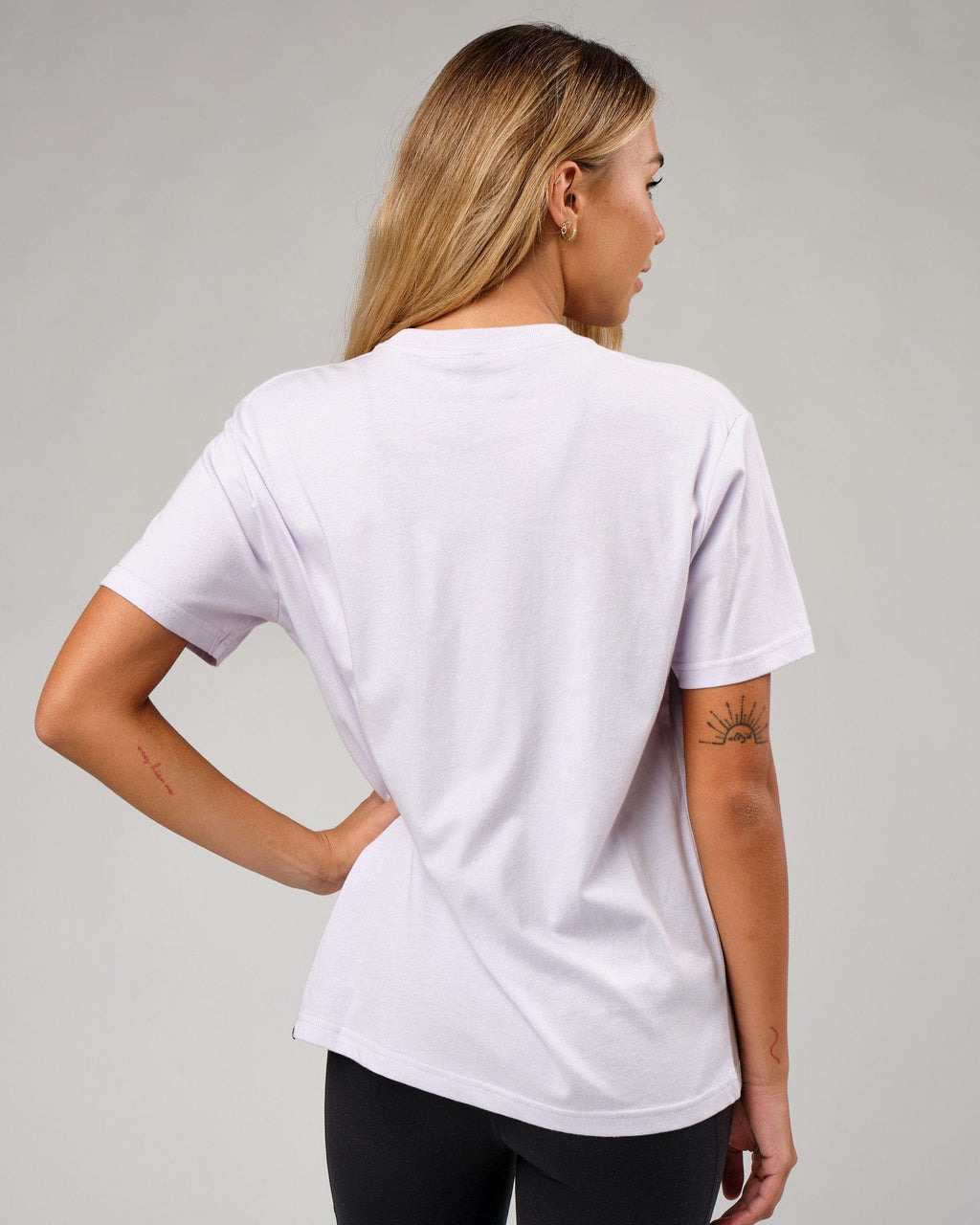 Model wearing IT Tee - Light Cosmic Sky