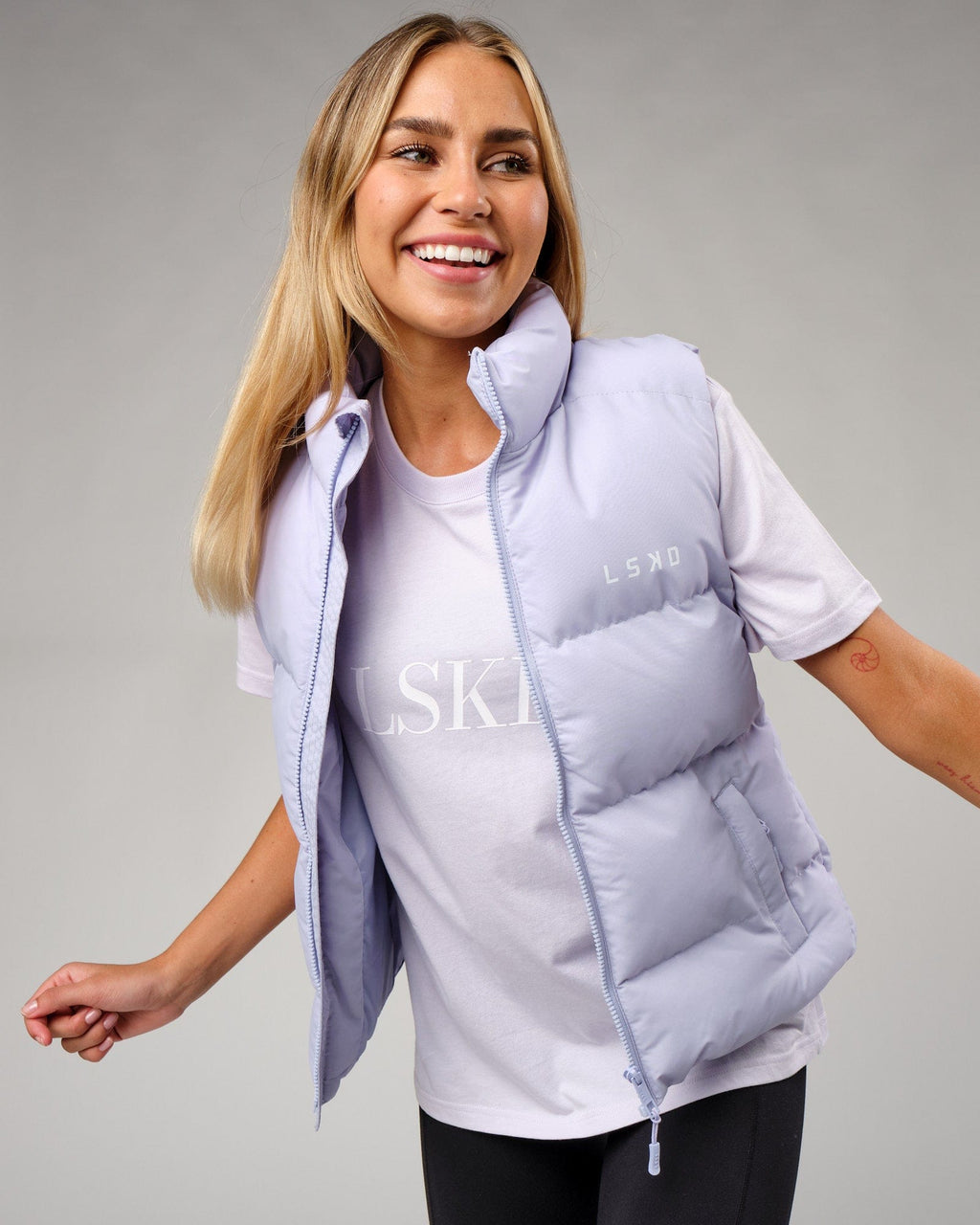 Model wearing IT Tee - Light Cosmic Sky