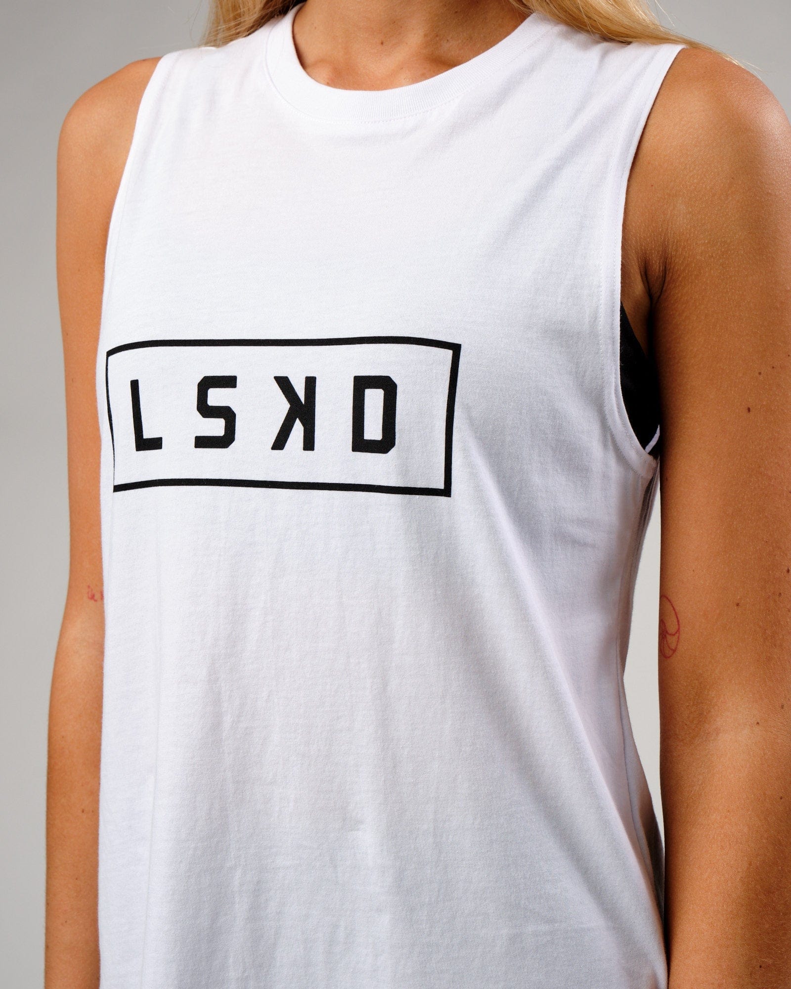 Model wearing Luna Tank - White-Black