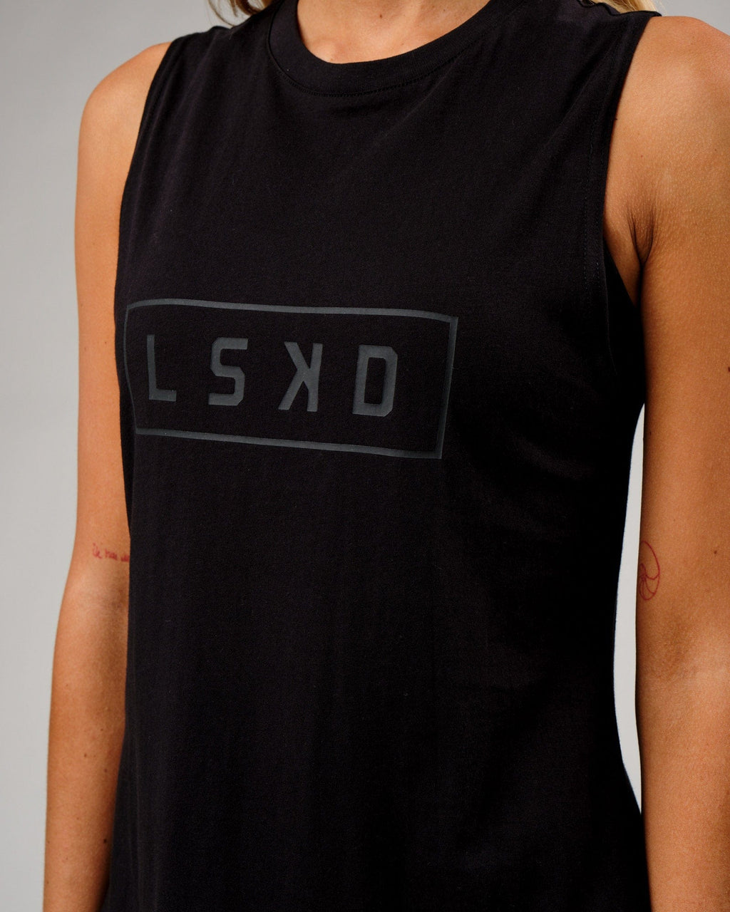Model wearing Luna Tank - Black-Black