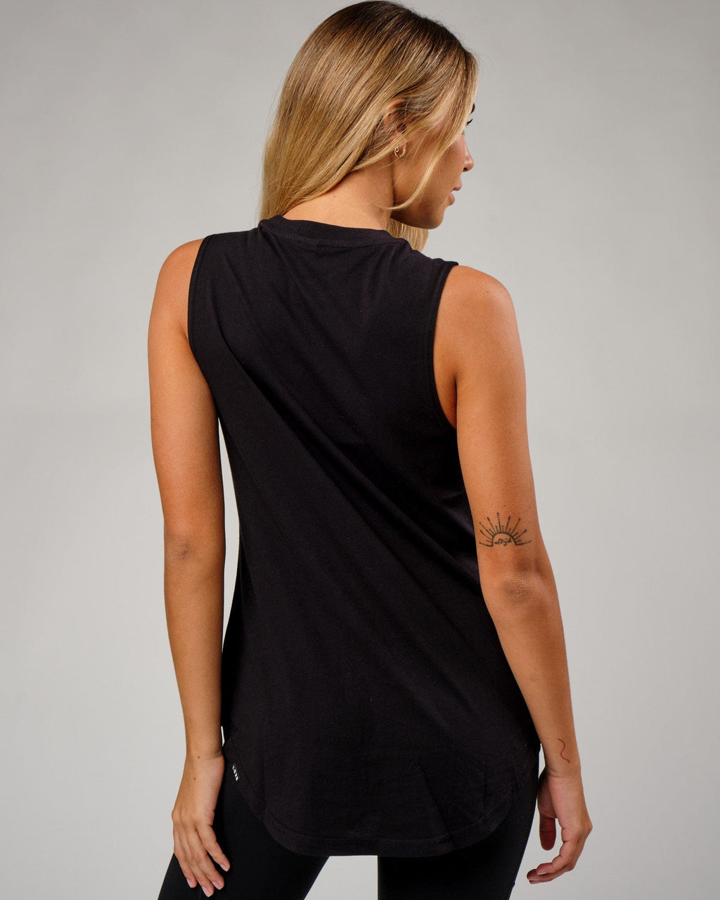 Model wearing Luna Tank - Black-Black