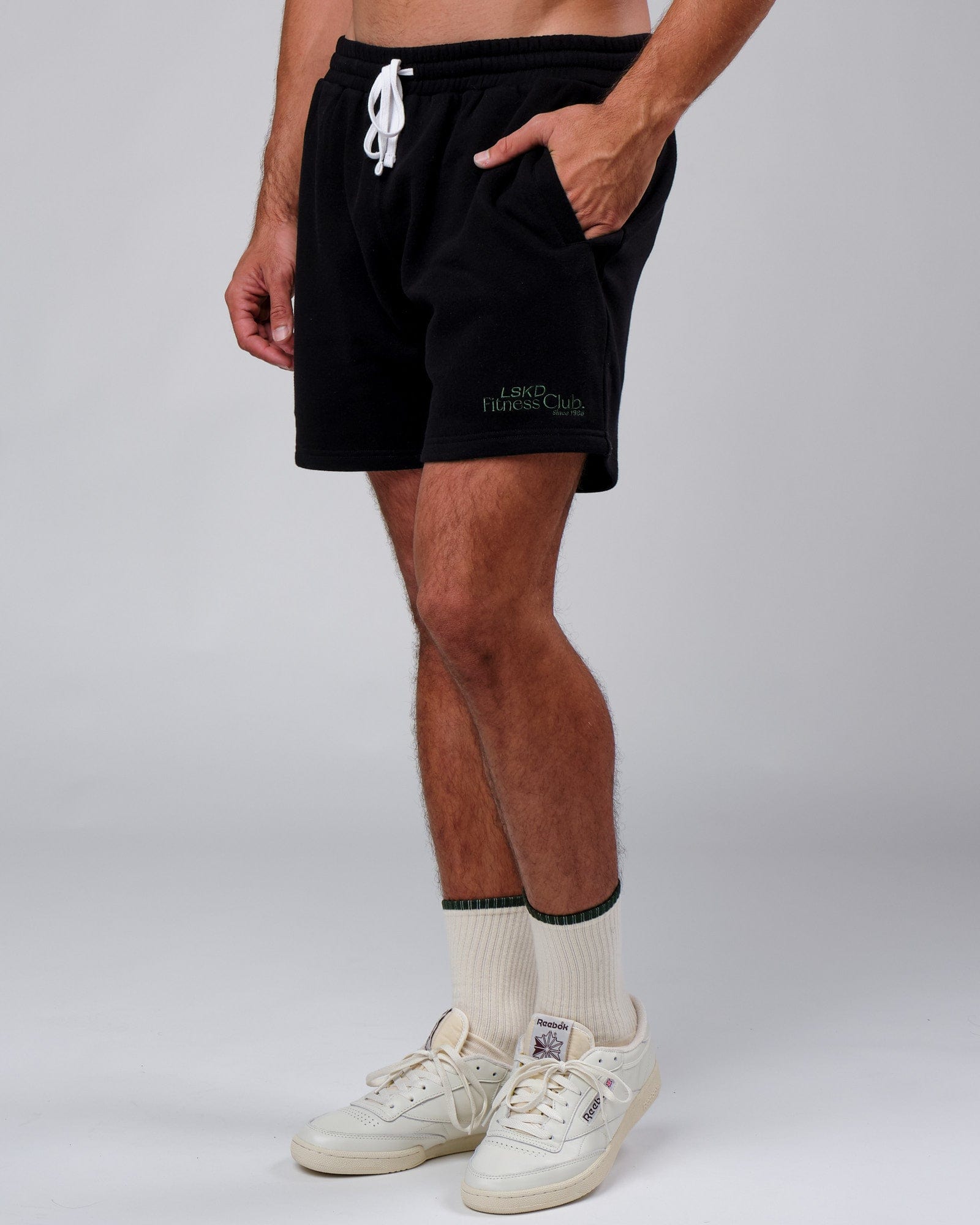 Model wearing Clubhouse Track Short - Black