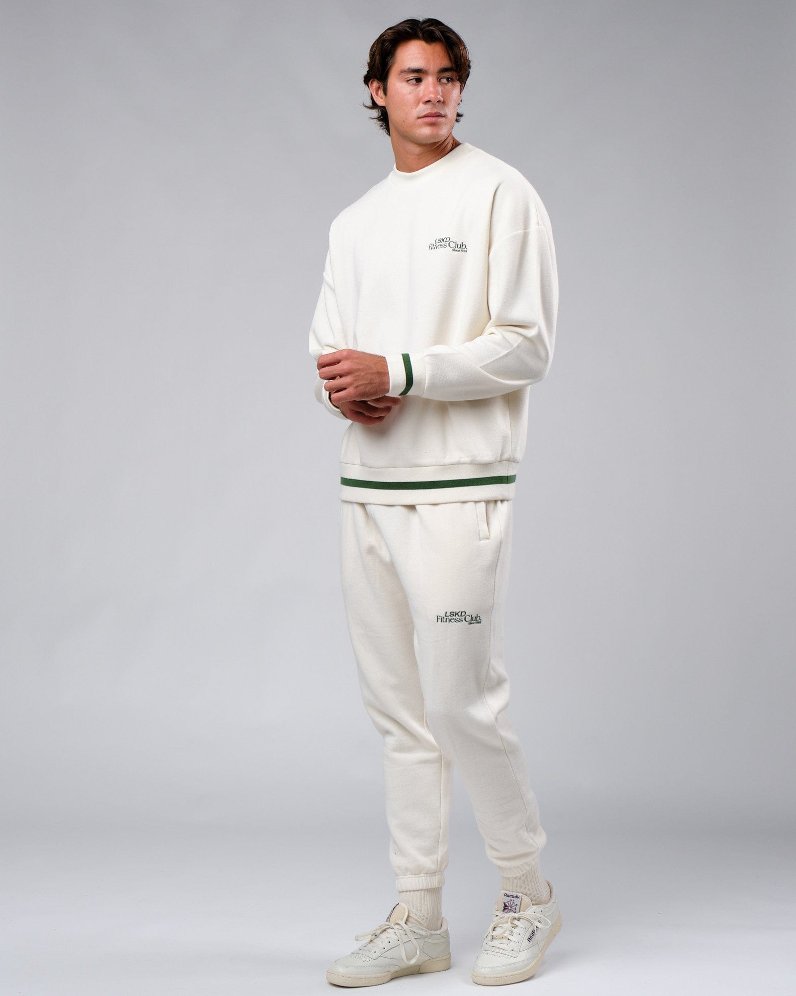 Model wearing Clubhouse Track Pant - Cream