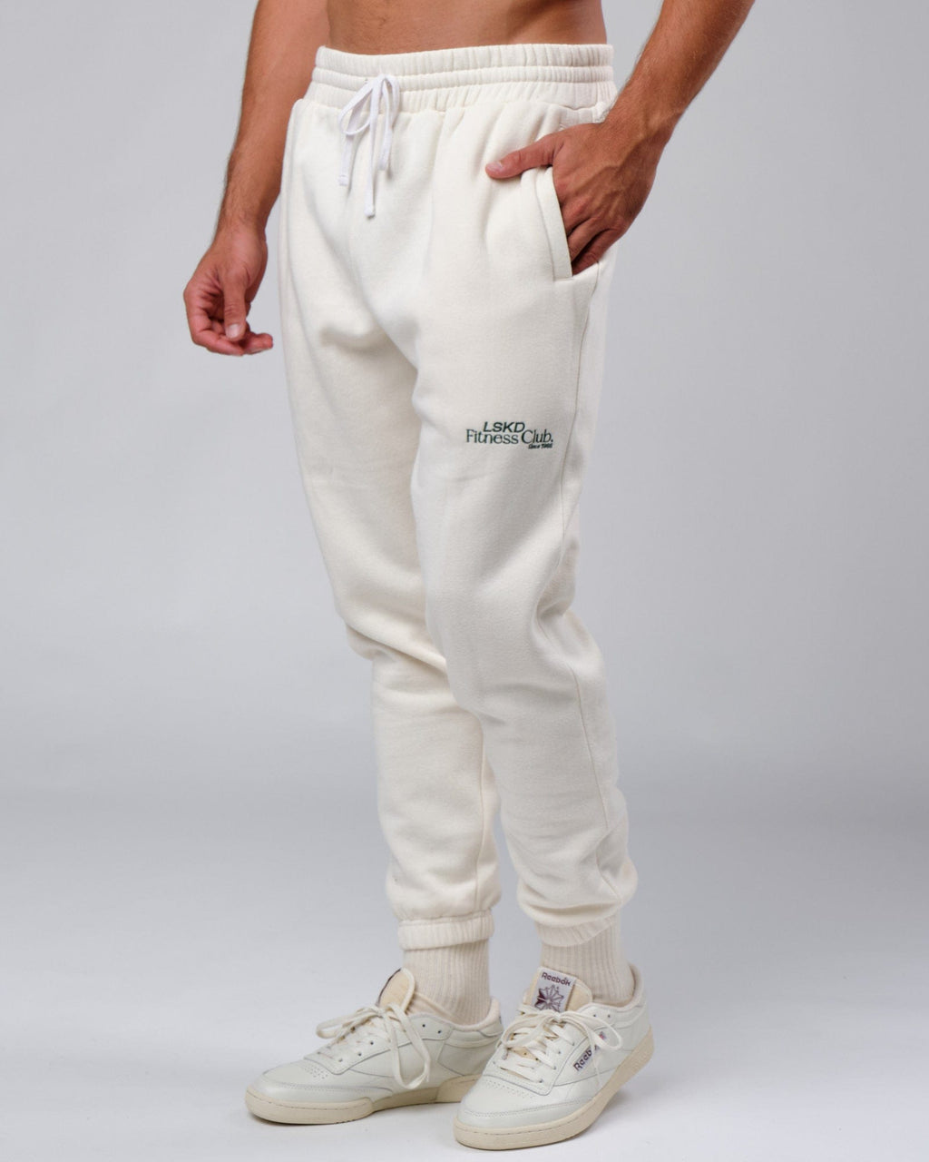 Model wearing Clubhouse Track Pant - Cream