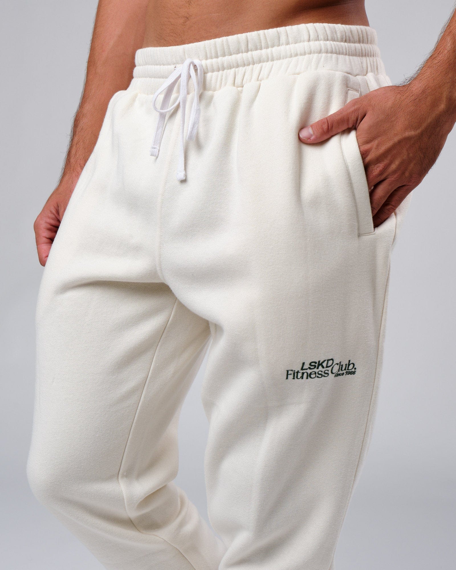 Model wearing Clubhouse Track Pant - Cream