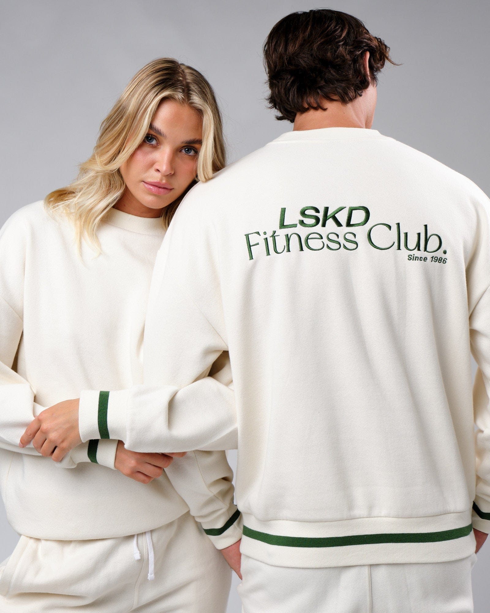 Model wearing Unisex Clubhouse Sweater Oversize - Cream