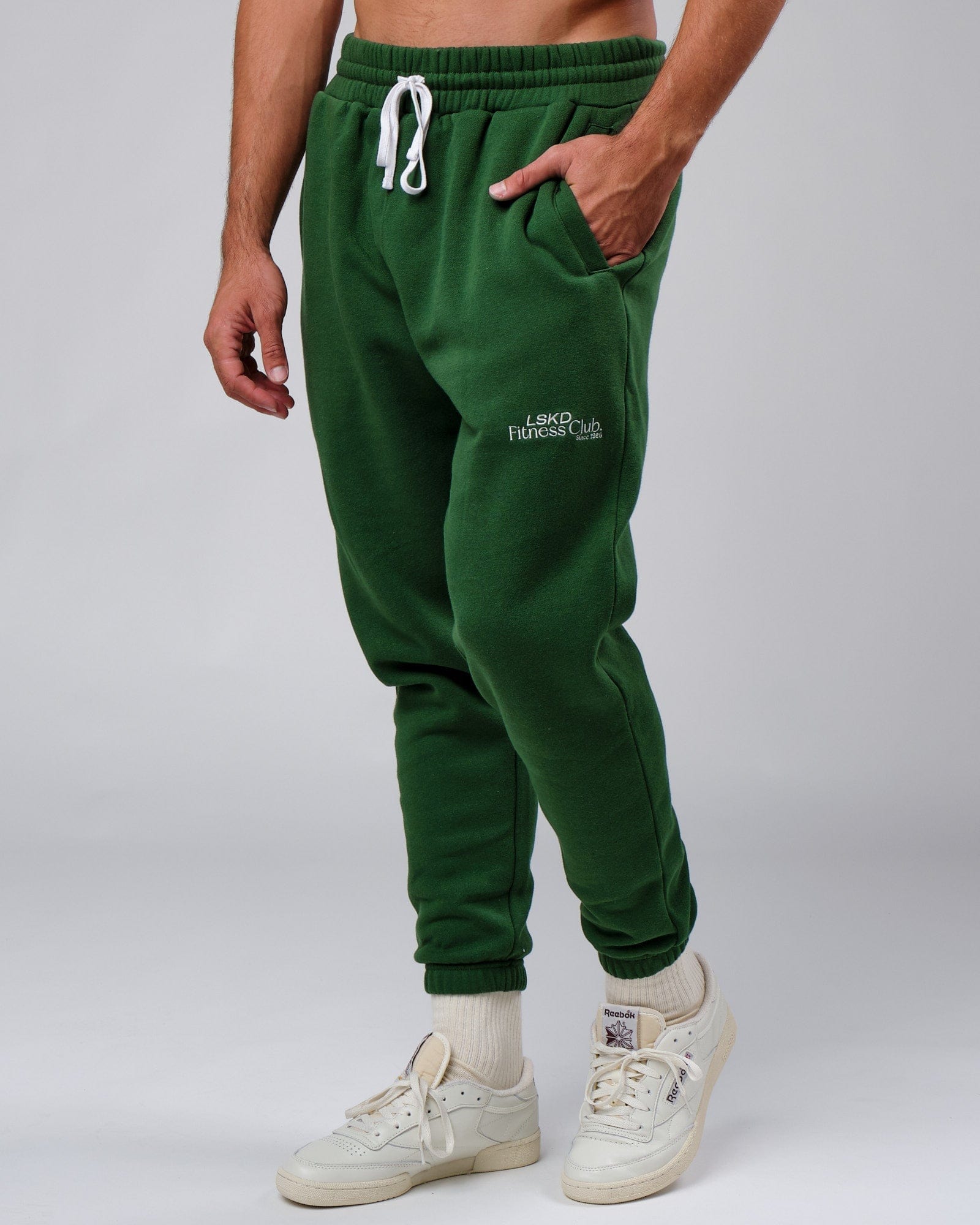 Model wearing Clubhouse Track Pant - Eden Green