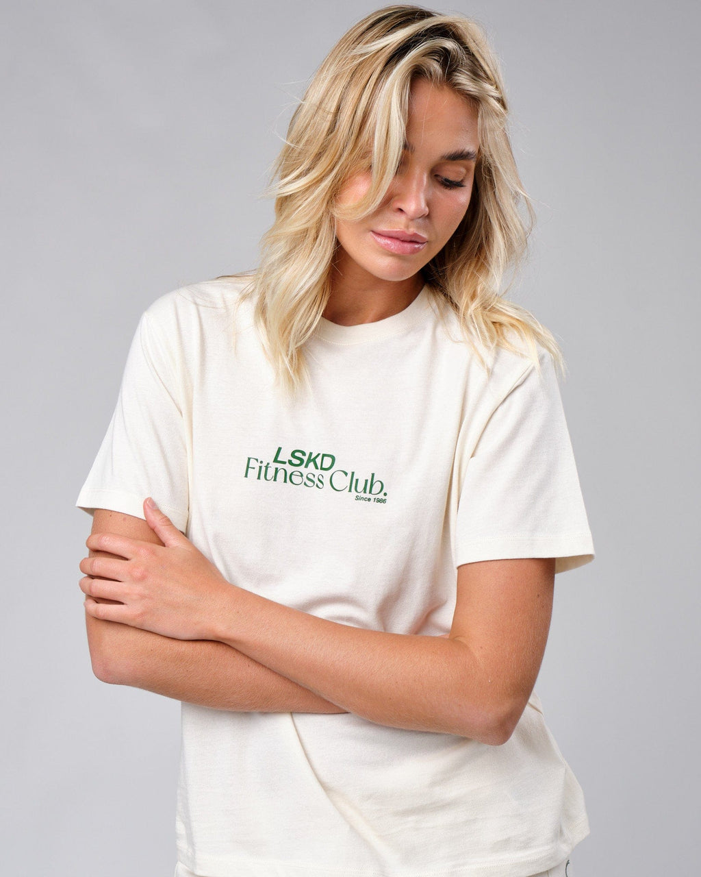 Model wearing Clubhouse Tee - Cream