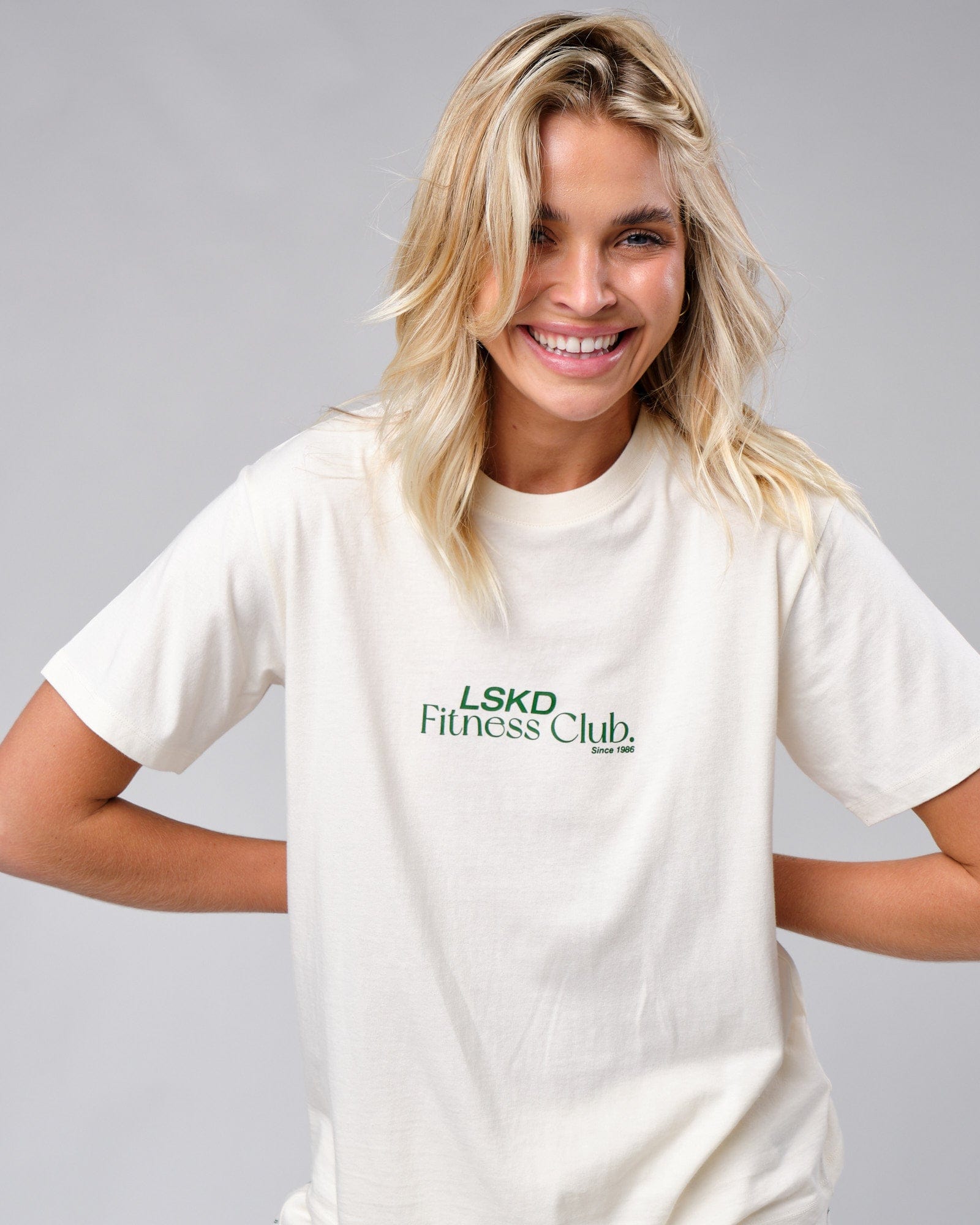 Model wearing Clubhouse Tee - Cream