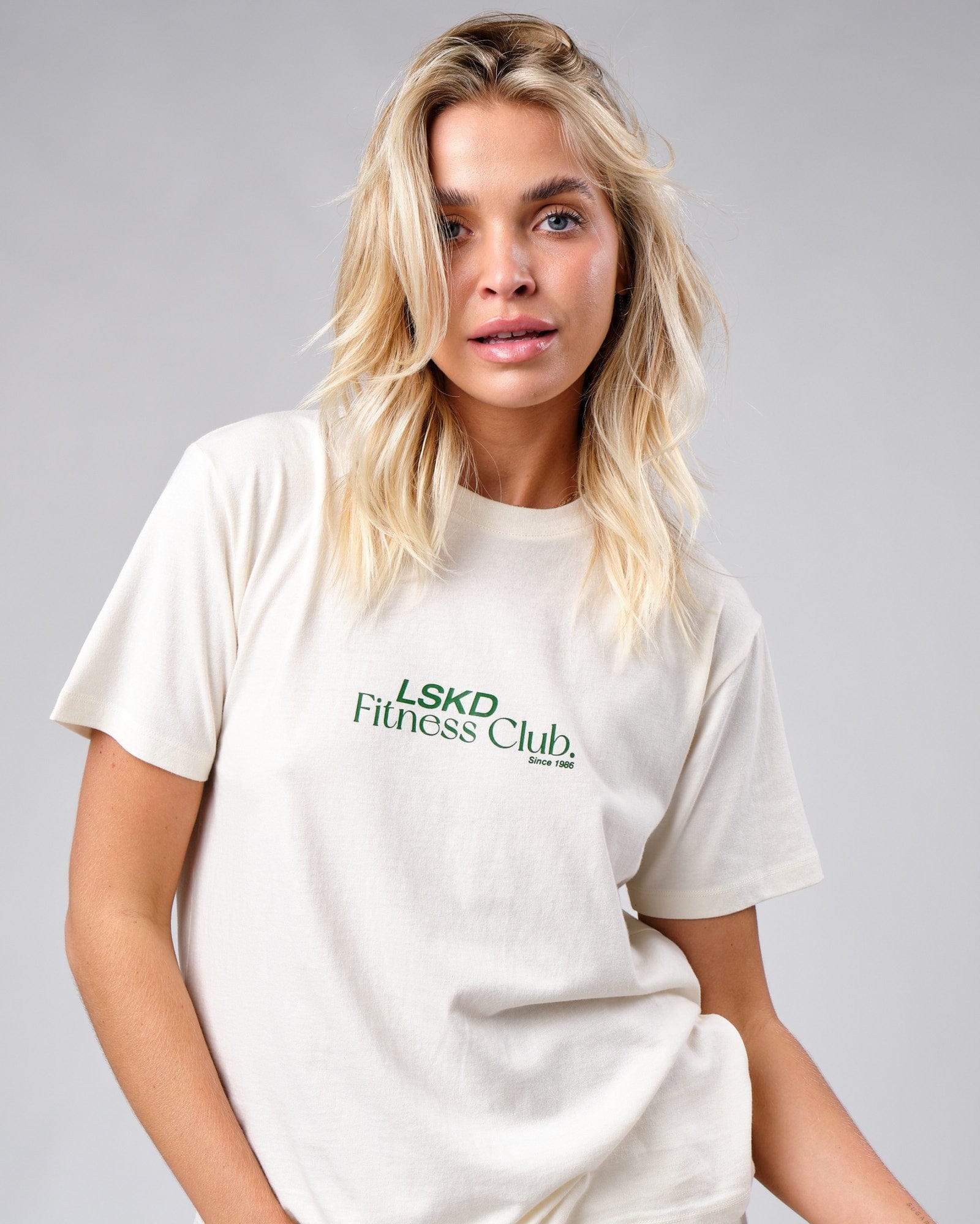 Model wearing Clubhouse Tee - Cream