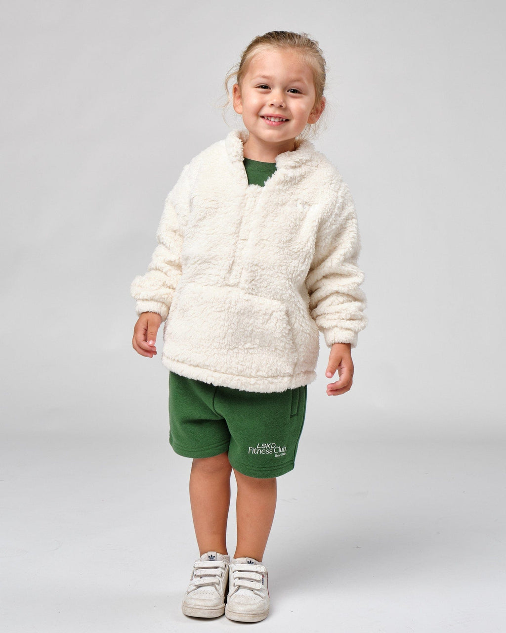 Model wearing Sherpa Crew - Bone (00-8)