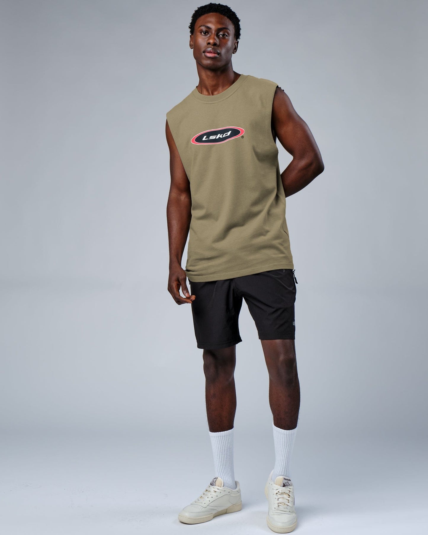 Model wearing Circa 2003 Heavyweight Vintage Fit Tank - Laurel Oak