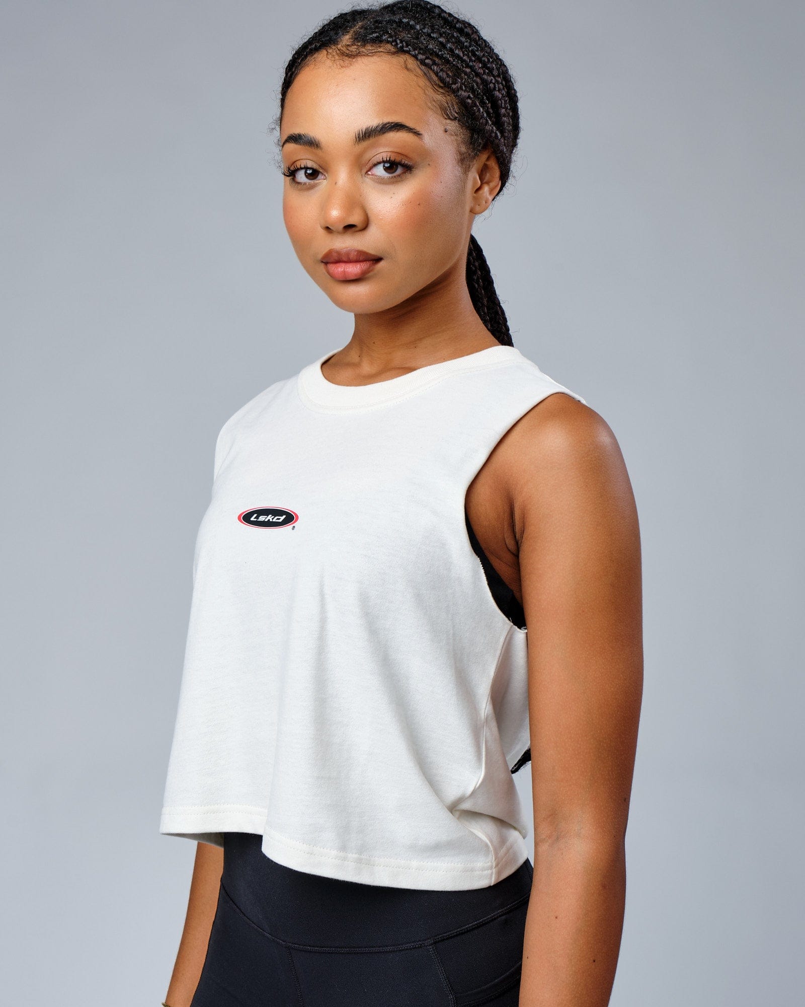 Model wearing Circa 2003 Muscle Tank - Cream