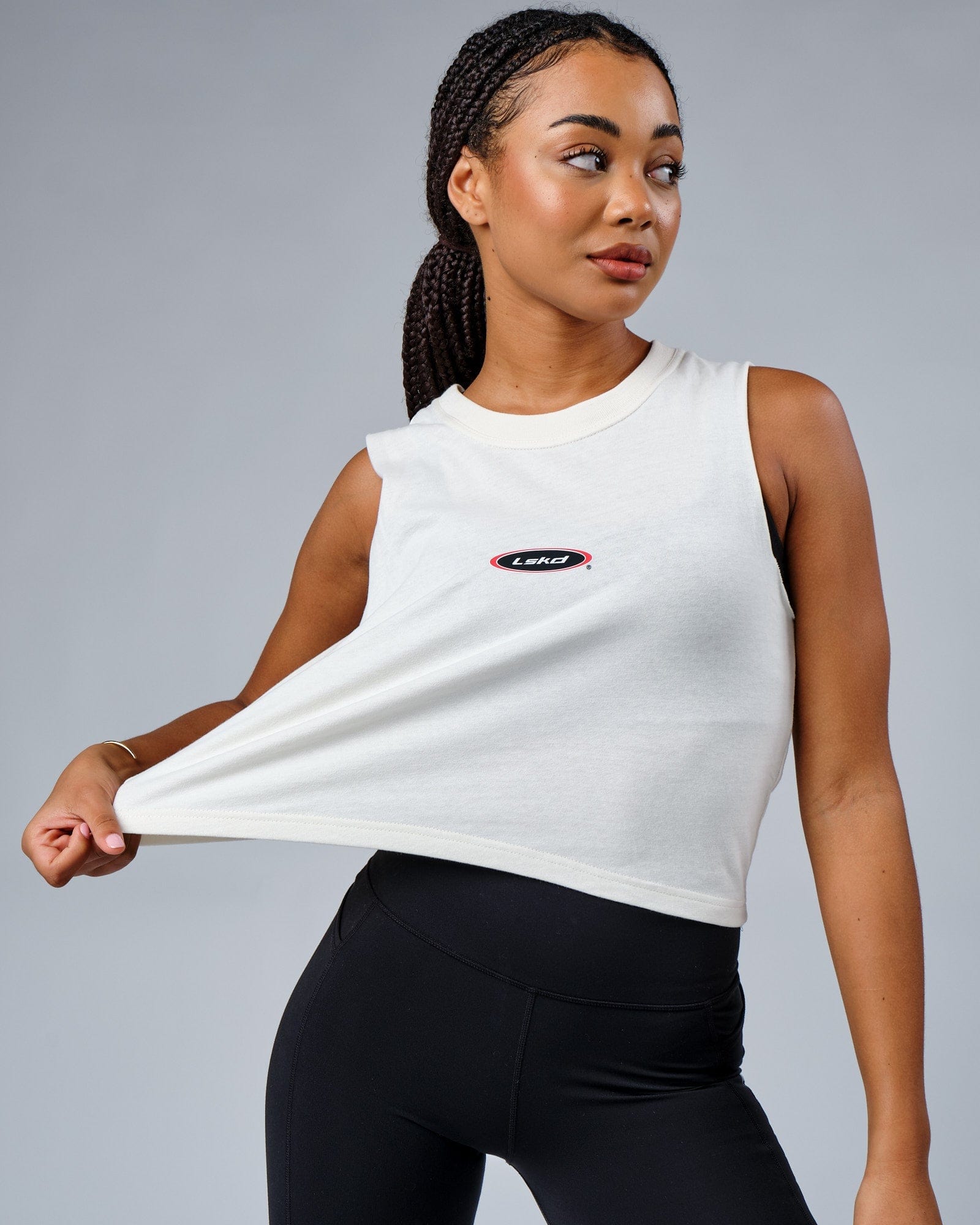 Model wearing Circa 2003 Muscle Tank - Cream