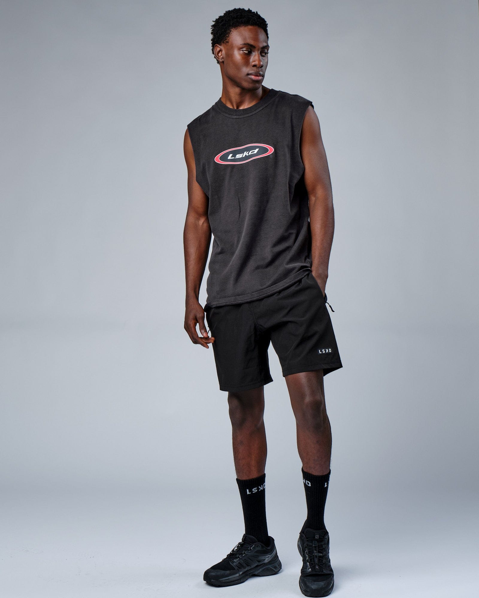 Model wearing Circa 2003 Heavyweight Vintage Fit Tank - Phantom