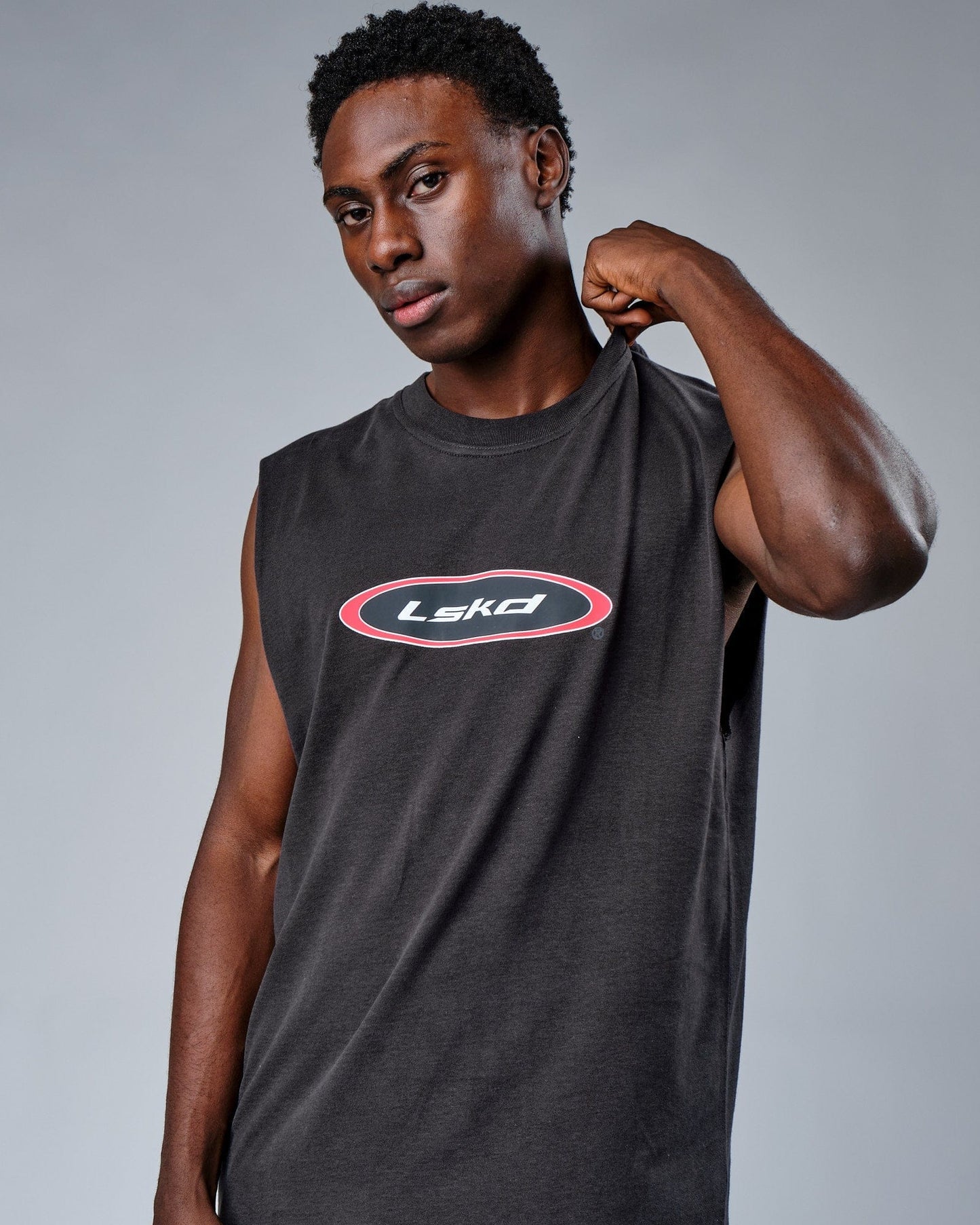 Model wearing Circa 2003 Heavyweight Vintage Fit Tank - Phantom