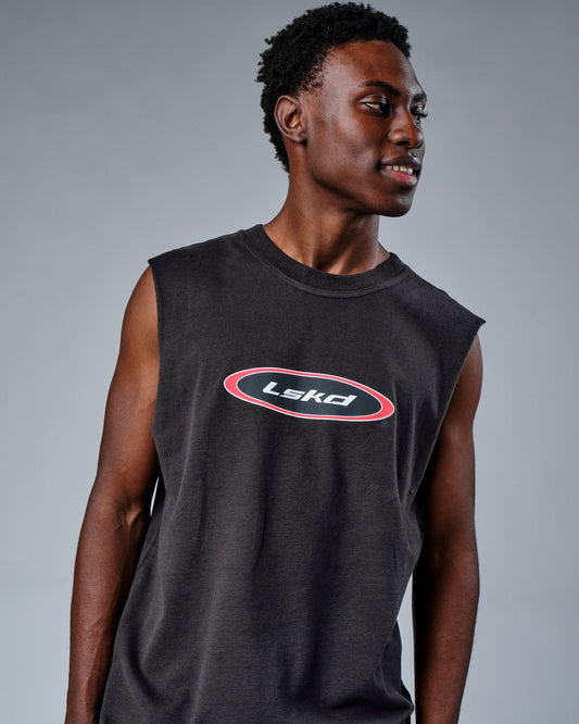 Model wearing Circa 2003 Heavyweight Vintage Fit Tank - Phantom