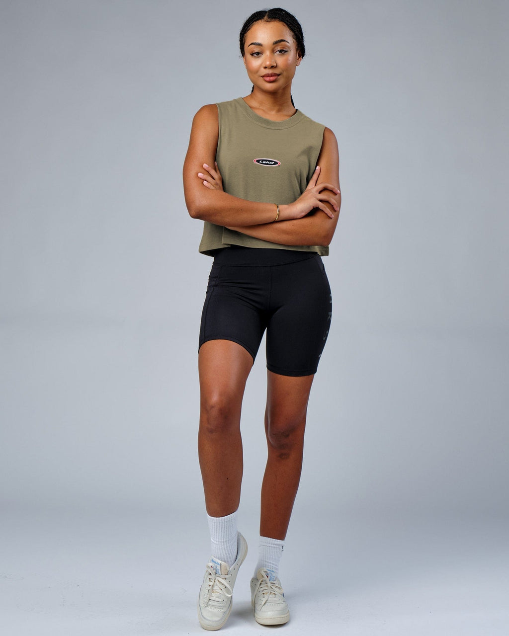 Model wearing Circa 2003 Muscle Tank - Laurel Oak