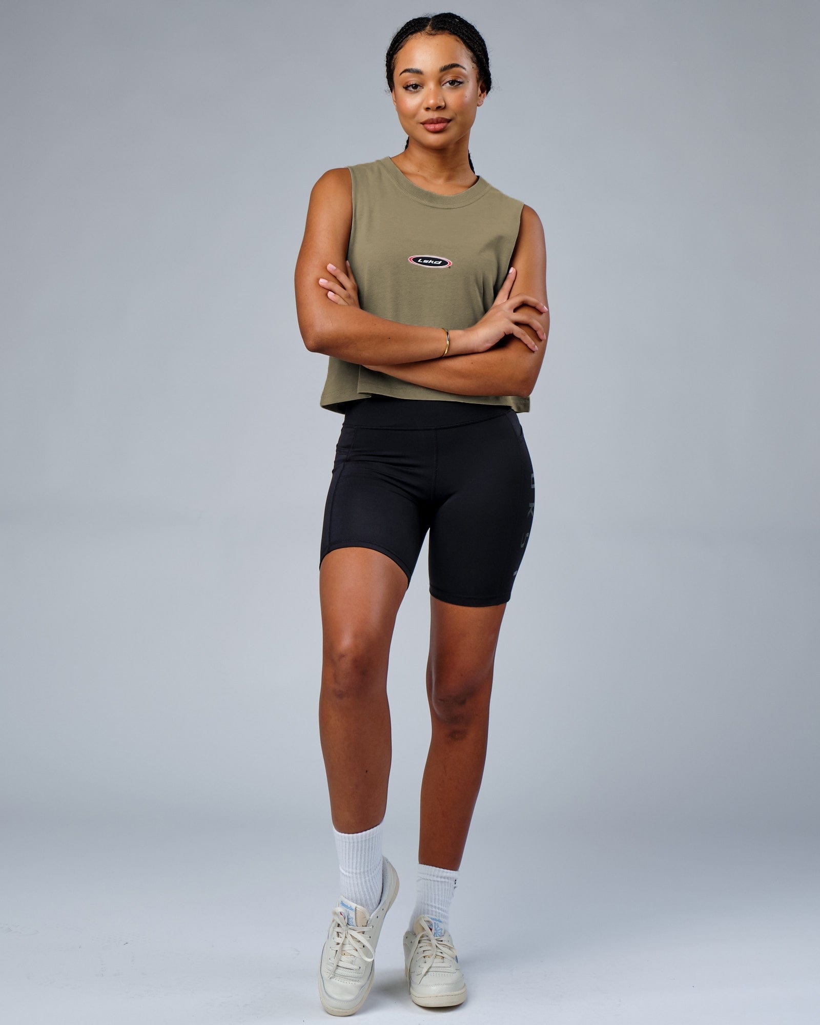 Model wearing Circa 2003 Muscle Tank - Laurel Oak