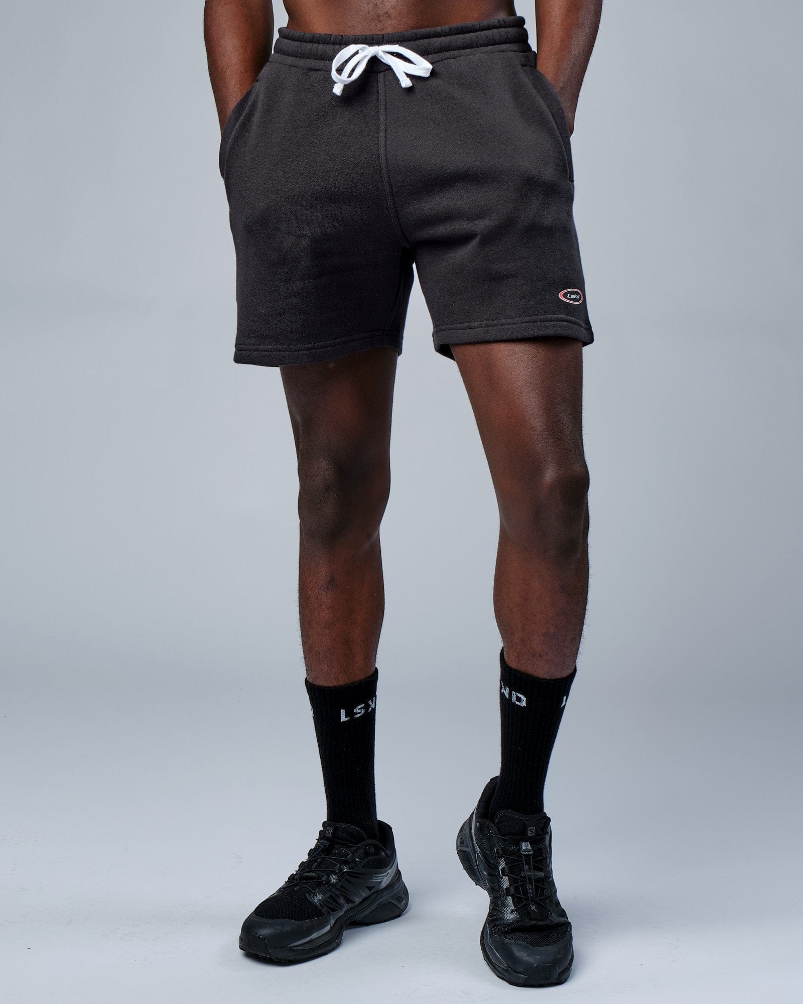 Model wearing Circa 2003 Track Short - Phantom