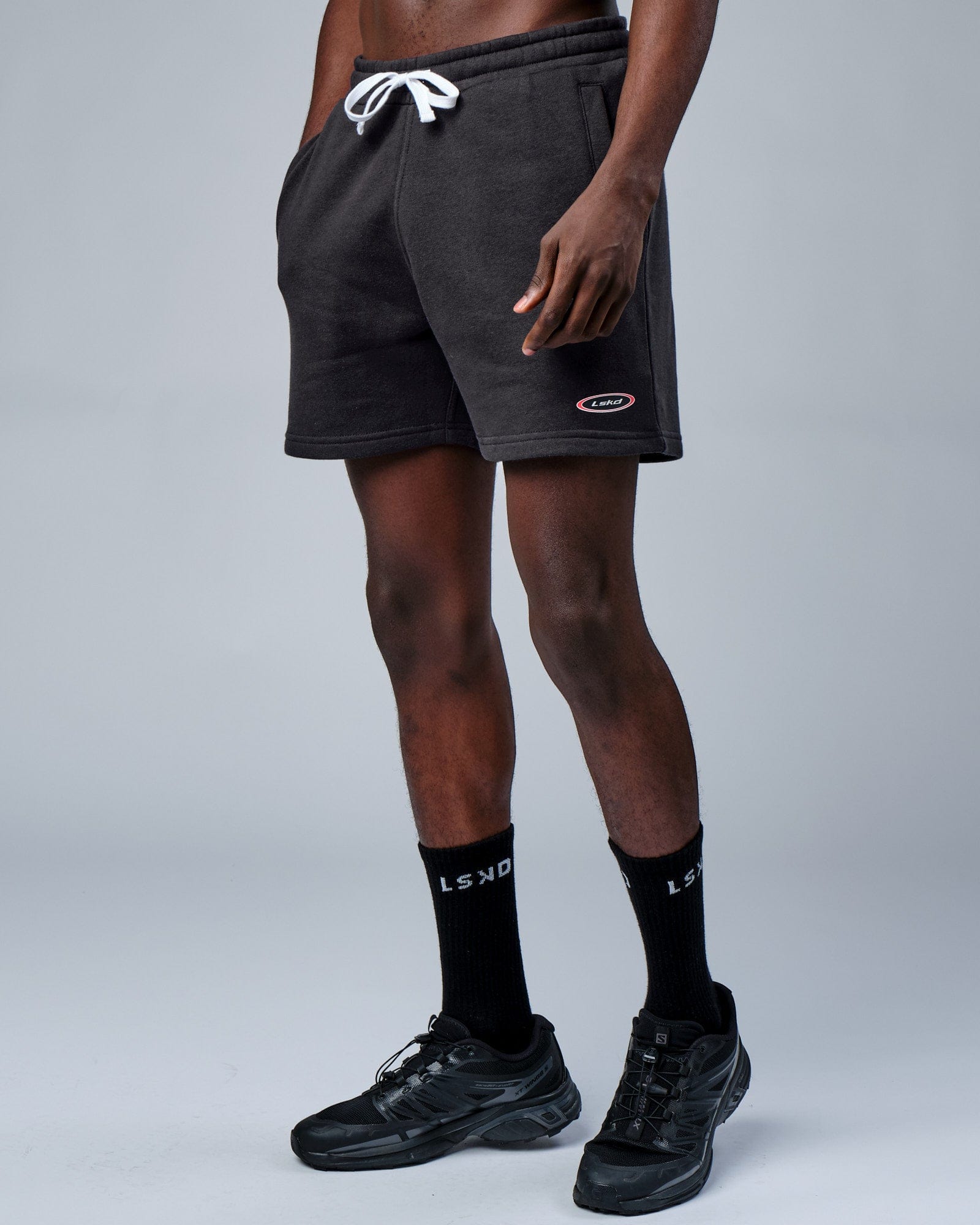 Model wearing Circa 2003 Track Short - Phantom