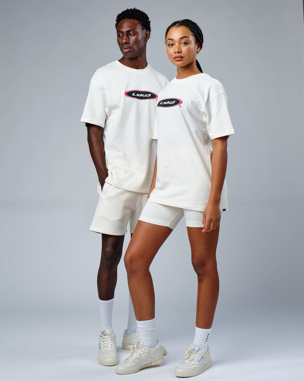 Model wearing Unisex Circa 2003 Heavyweight Vintage Fit Tee - Cream