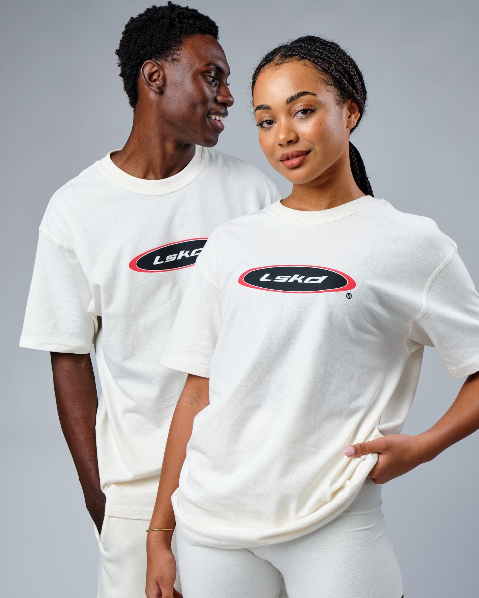 Model wearing Unisex Circa 2003 Heavyweight Vintage Fit Tee - Cream