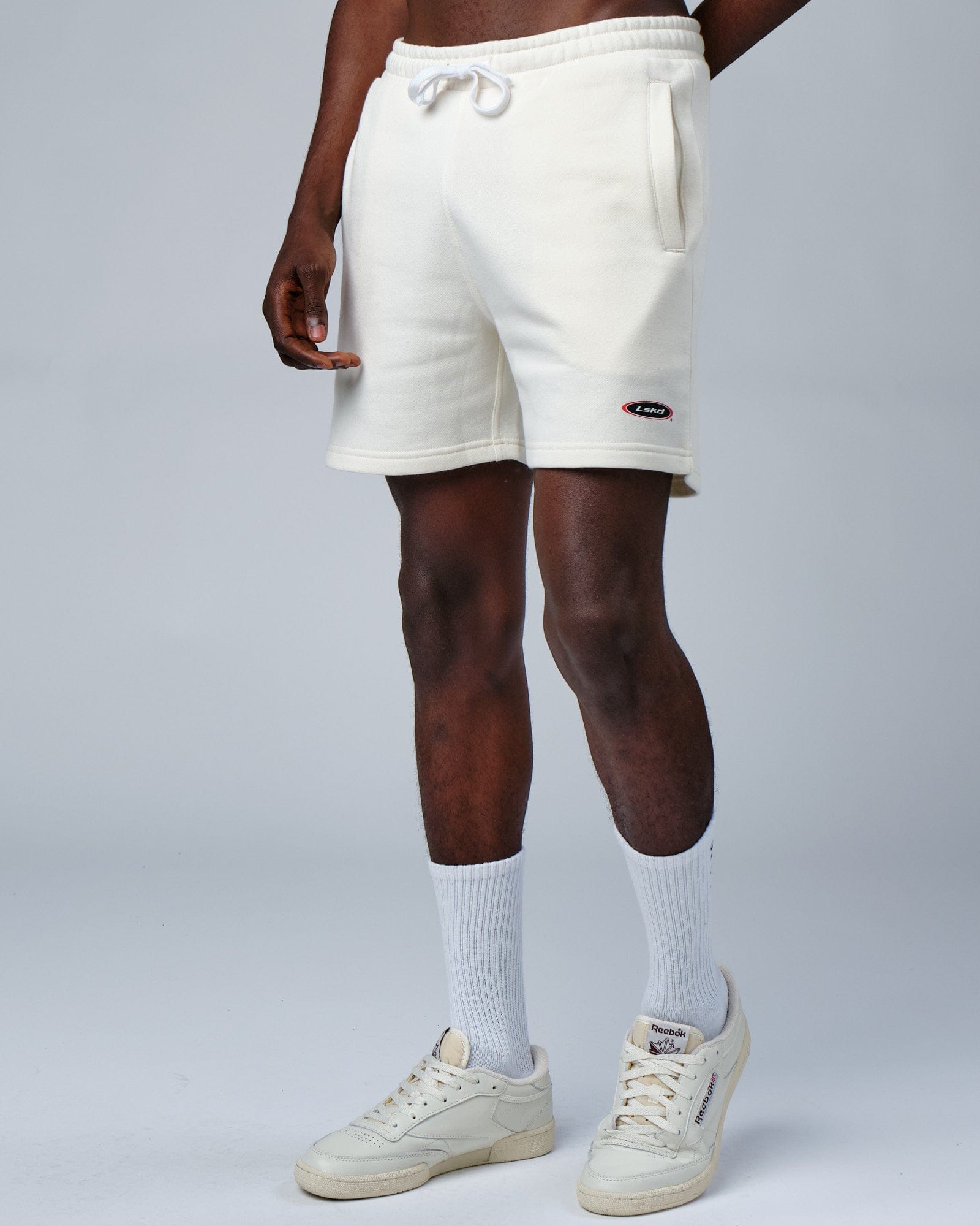Model wearing Circa 2003 Track Short - Cream