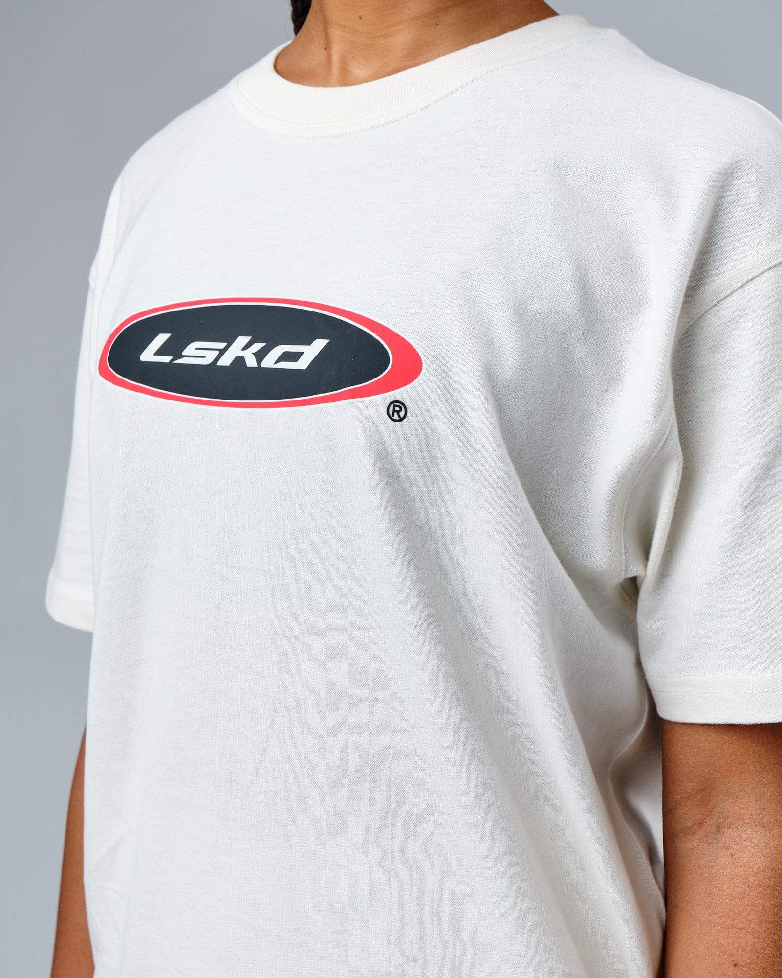 Model wearing Unisex Circa 2003 Heavyweight Vintage Fit Tee - Cream