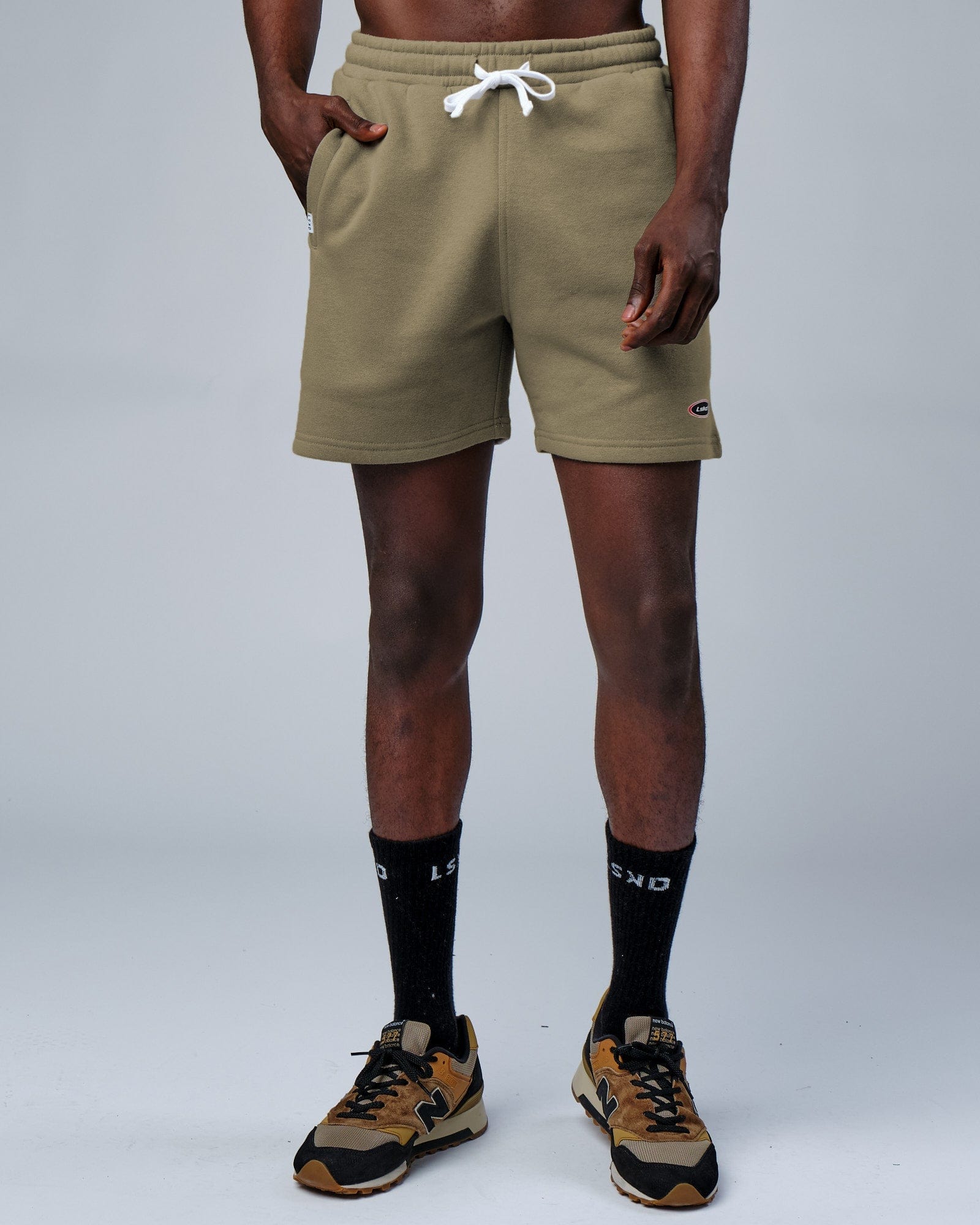 Model wearing Circa 2003 Track Short - Laurel Oak