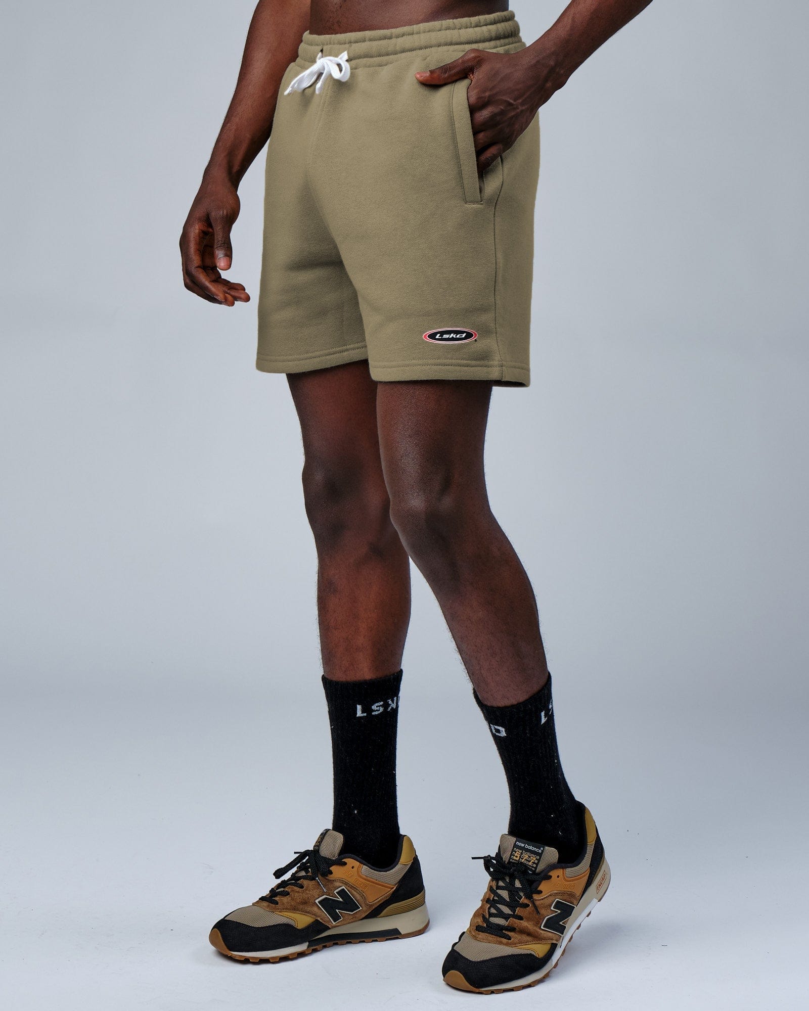 Model wearing Circa 2003 Track Short - Laurel Oak