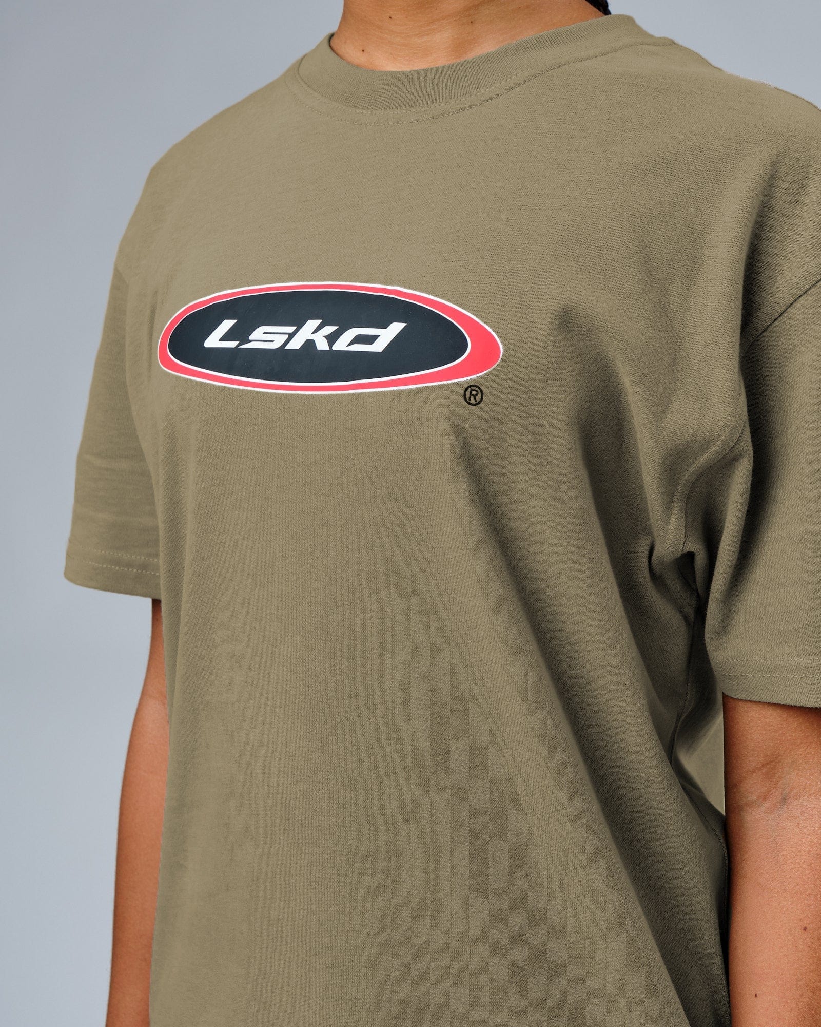 Model wearing Unisex Circa 2003 Heavyweight Vintage Fit Tee - Laurel Oak