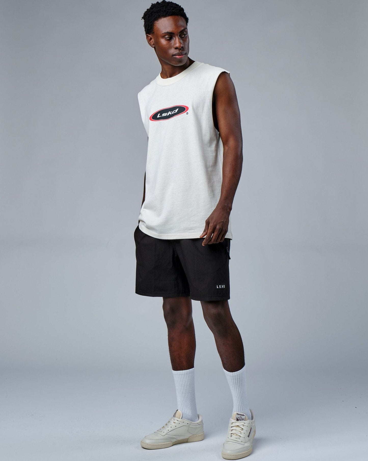 Model wearing Circa 2003 Heavyweight Vintage Fit Tank - Cream