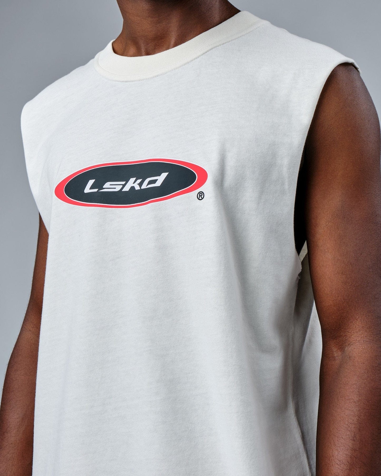 Model wearing Circa 2003 Heavyweight Vintage Fit Tank - Cream