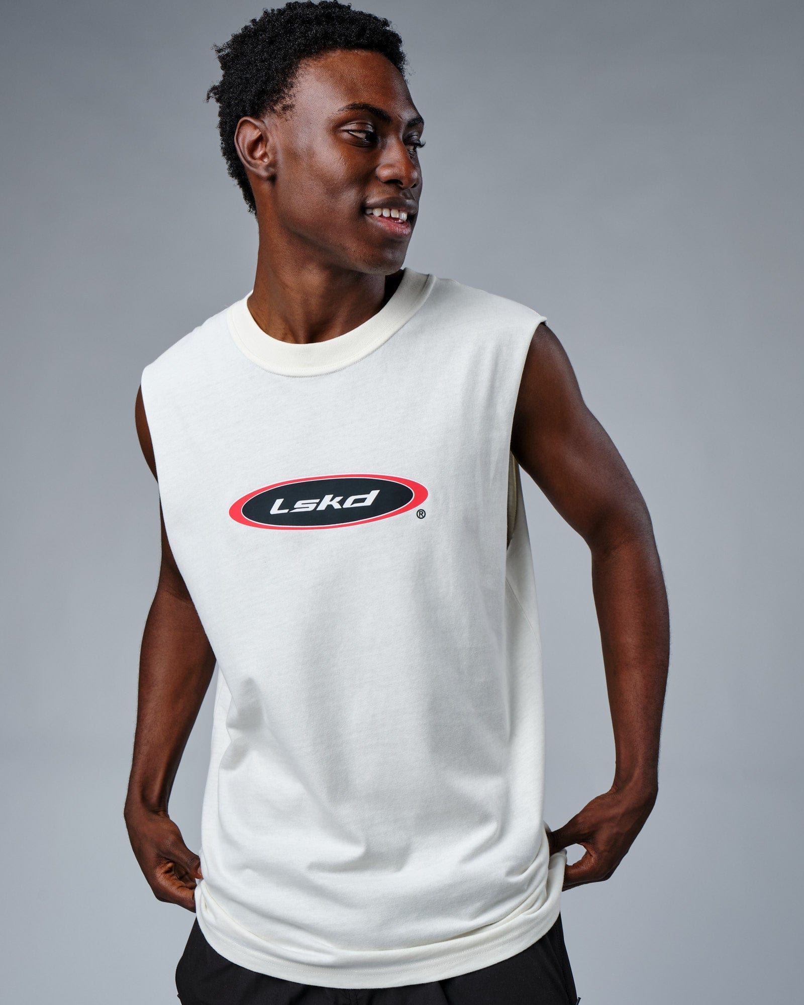 Model wearing Circa 2003 Heavyweight Vintage Fit Tank - Cream