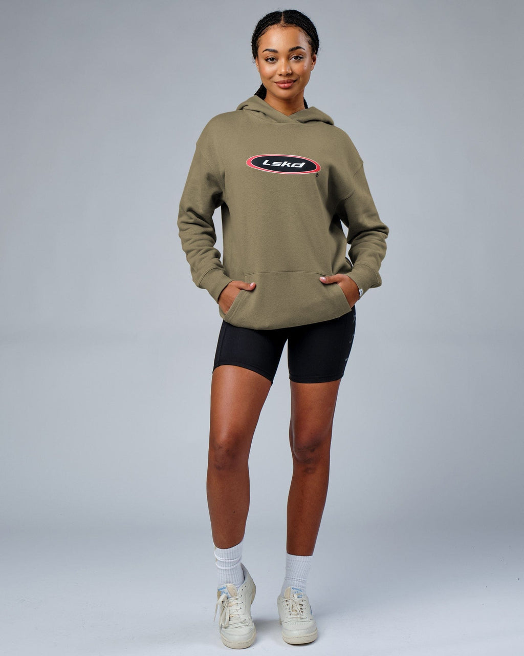 Model wearing Unisex Circa 2003 Oversize Hoodie - Laurel Oak