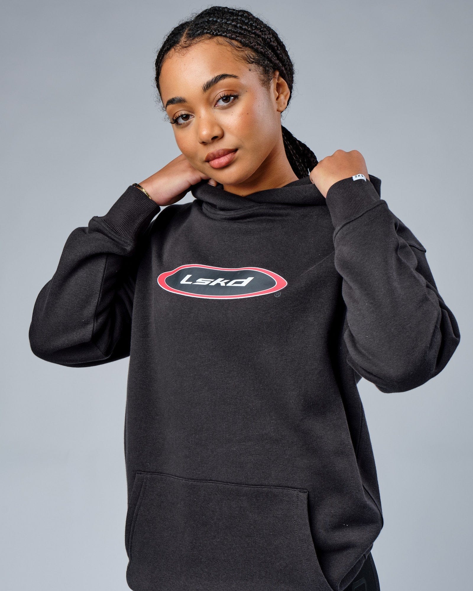 Model wearing Unisex Circa 2003 Oversize Hoodie - Phantom