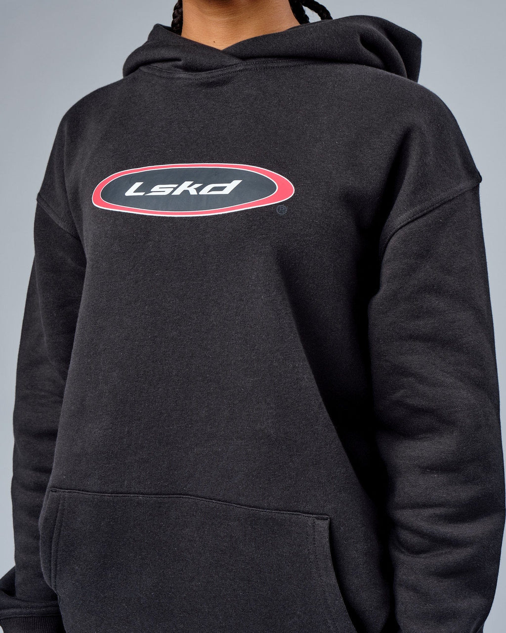 Model wearing Unisex Circa 2003 Oversize Hoodie - Phantom