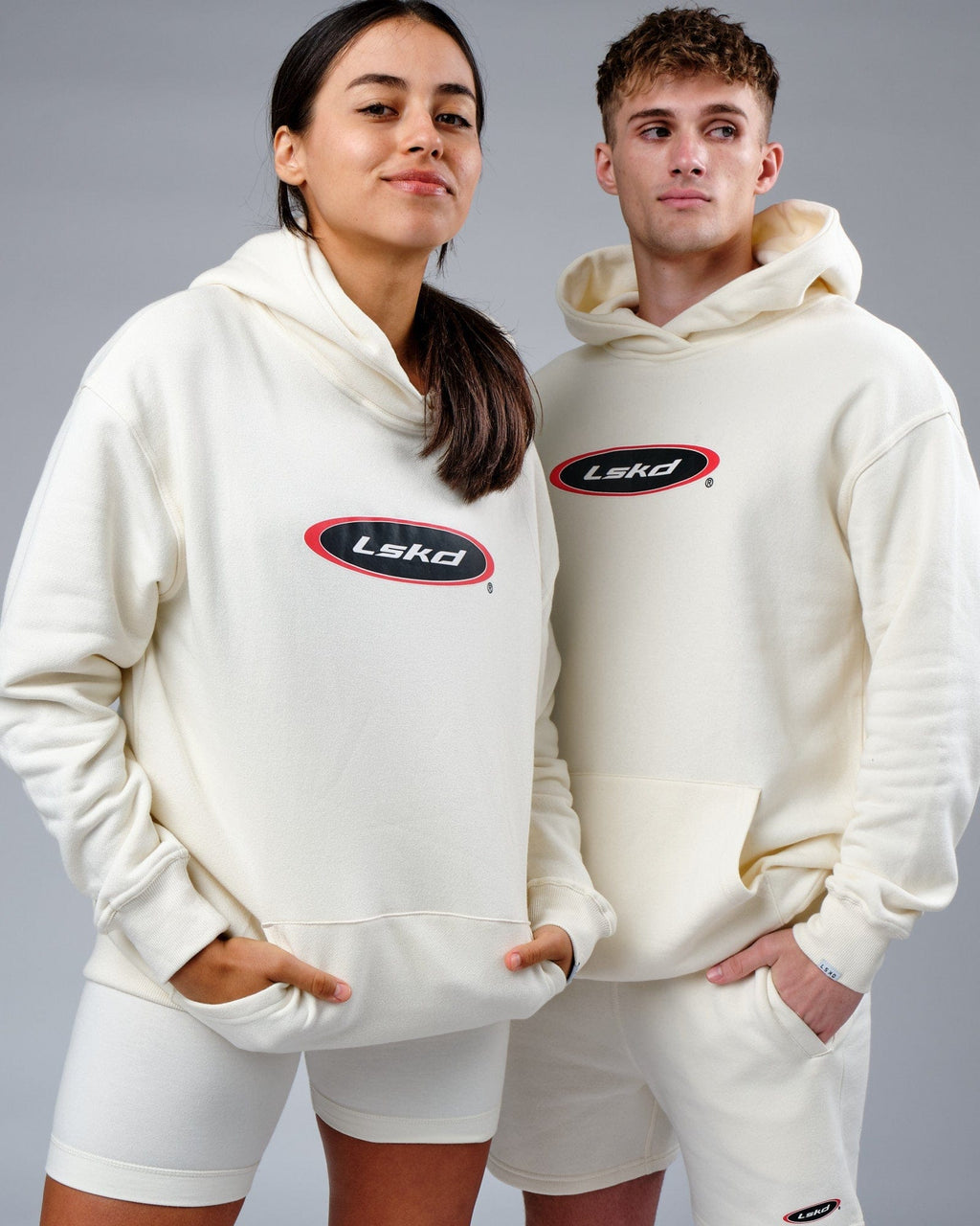 Model wearing Unisex Circa 2003 Oversize Hoodie - Cream