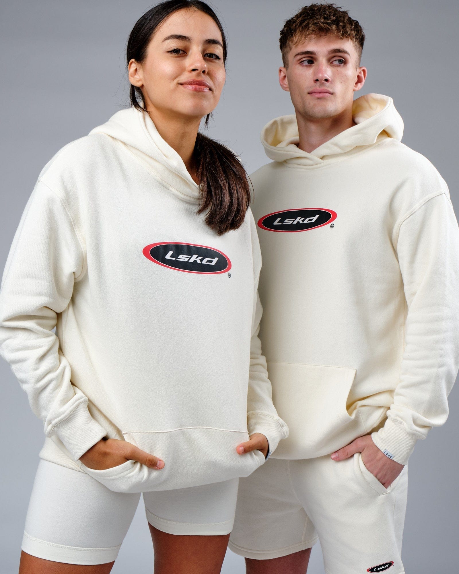 Model wearing Unisex Circa 2003 Oversize Hoodie - Cream