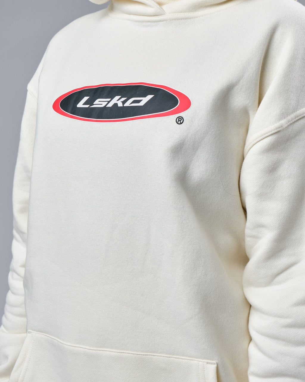 Model wearing Unisex Circa 2003 Oversize Hoodie - Cream