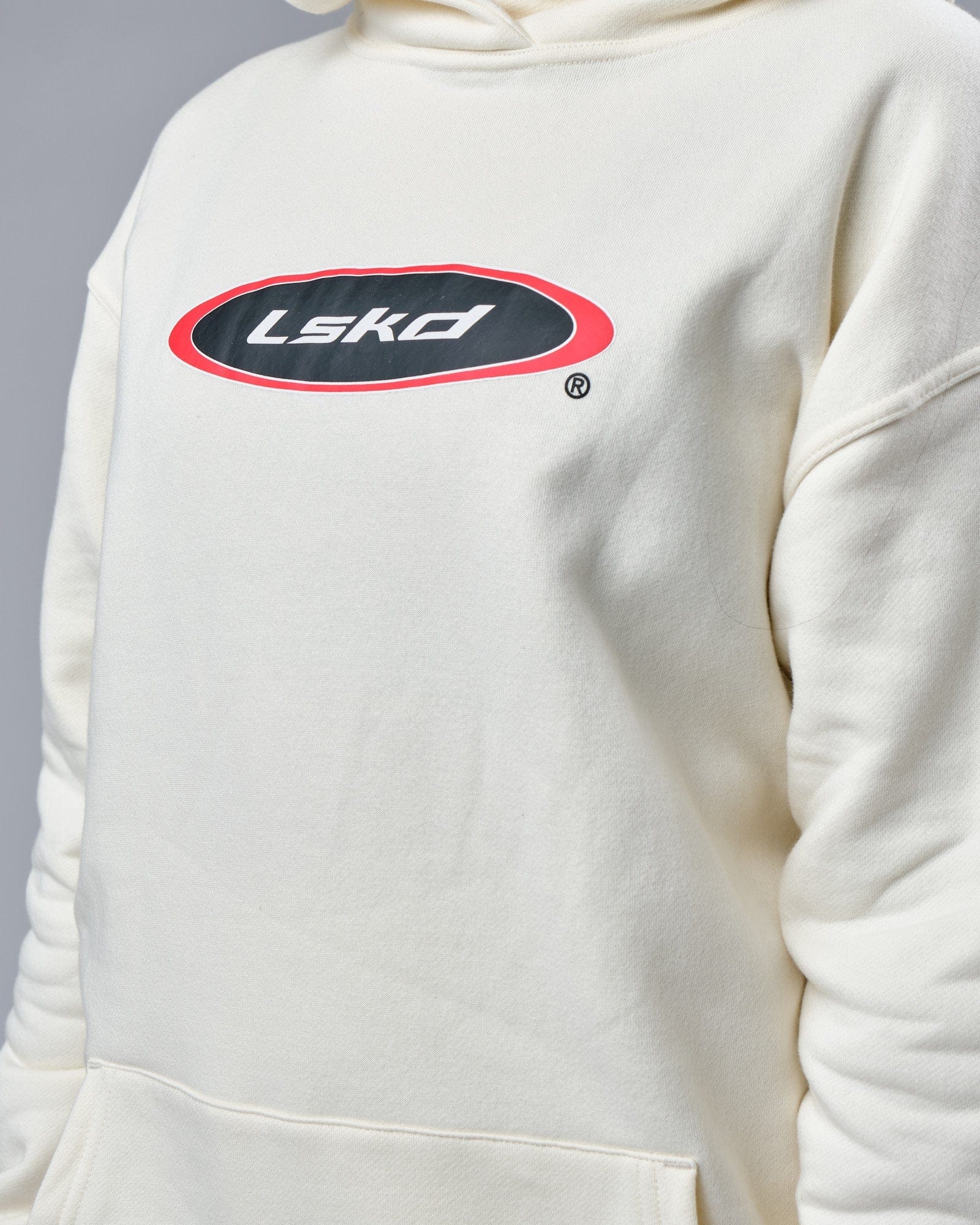 Model wearing Unisex Circa 2003 Oversize Hoodie - Cream