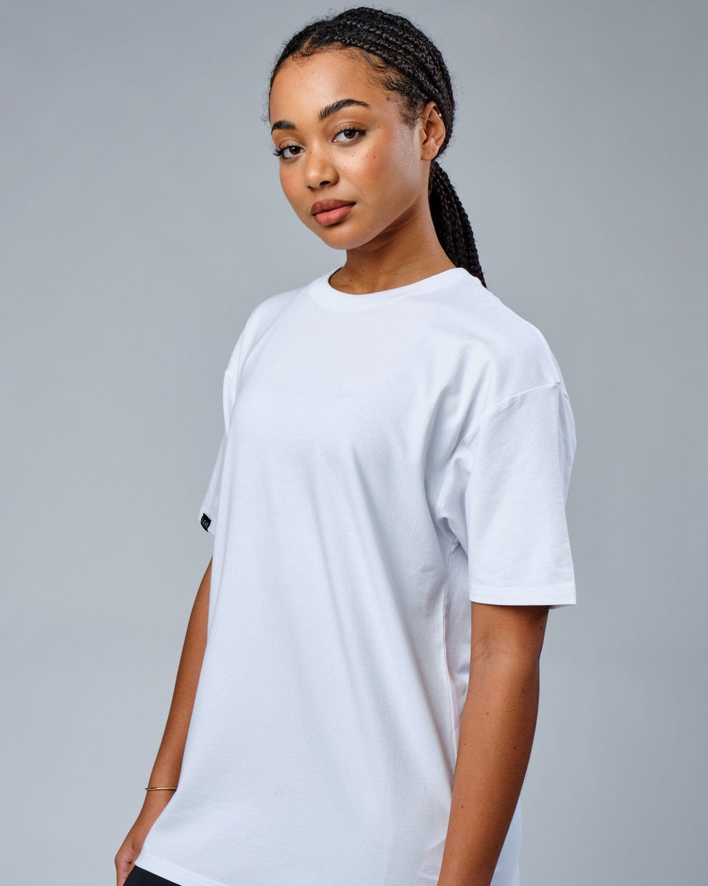 Model wearing Unisex HQ FLXCotton Tee Oversize - White-Red