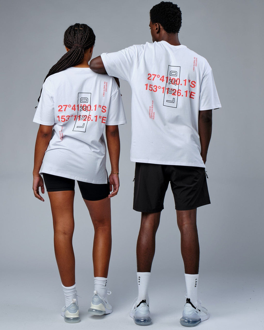 Model wearing Unisex HQ FLXCotton Tee Oversize - White-Red