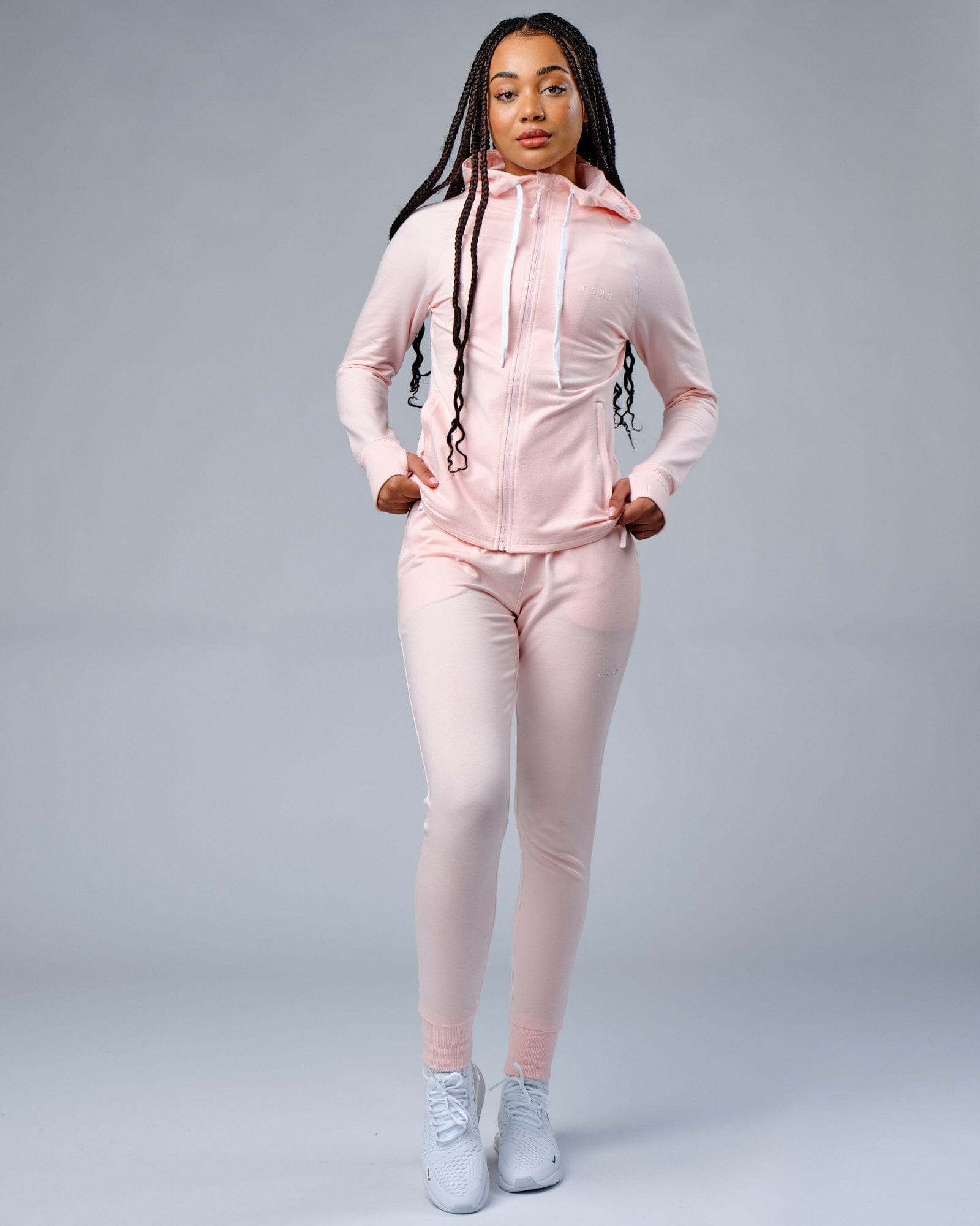 Model wearing PB Zip Through Hoodie - Pink