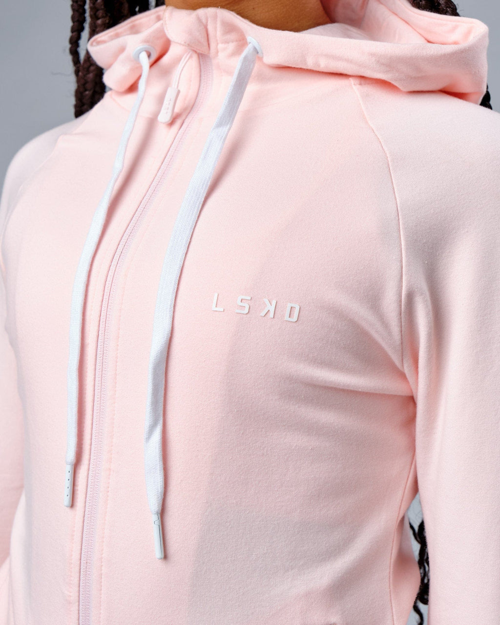 Model wearing PB Zip Through Hoodie - Pink