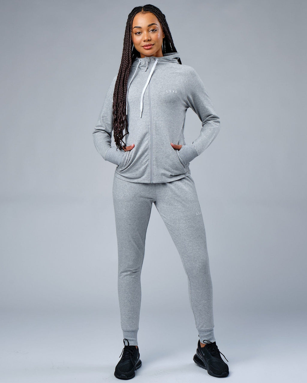 Model wearing PB Jogger - Lt Grey Marl