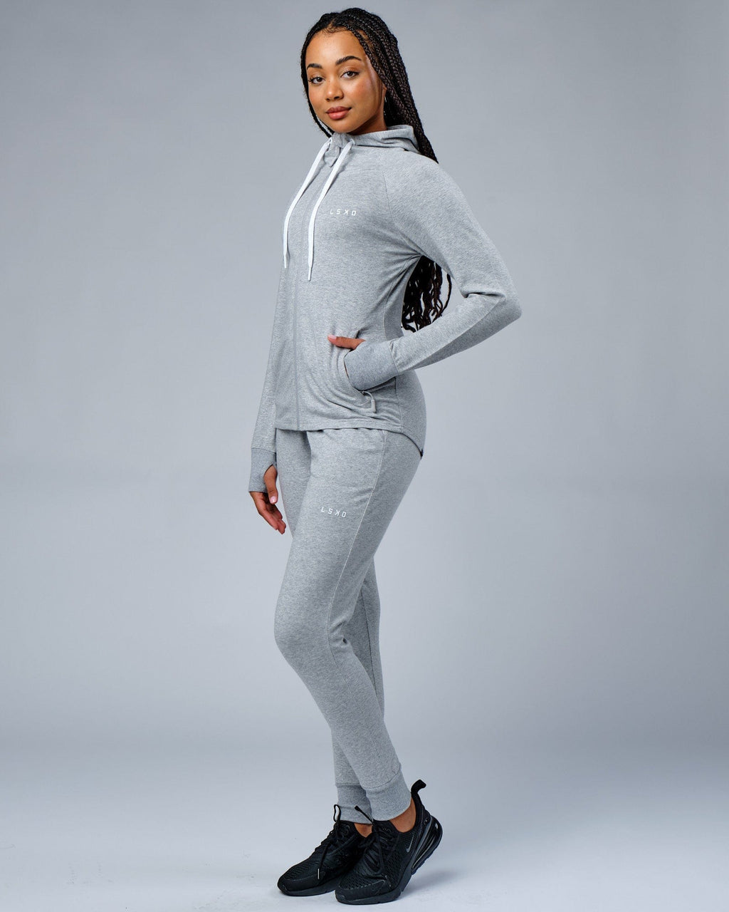 Model wearing PB Jogger - Lt Grey Marl